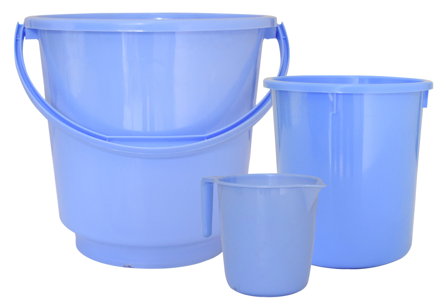 Kuber Industries 3 Pieces Unbreakable Virgin Plastic Multipurpose Bucket, Mug & Dustbin Set (Blue)