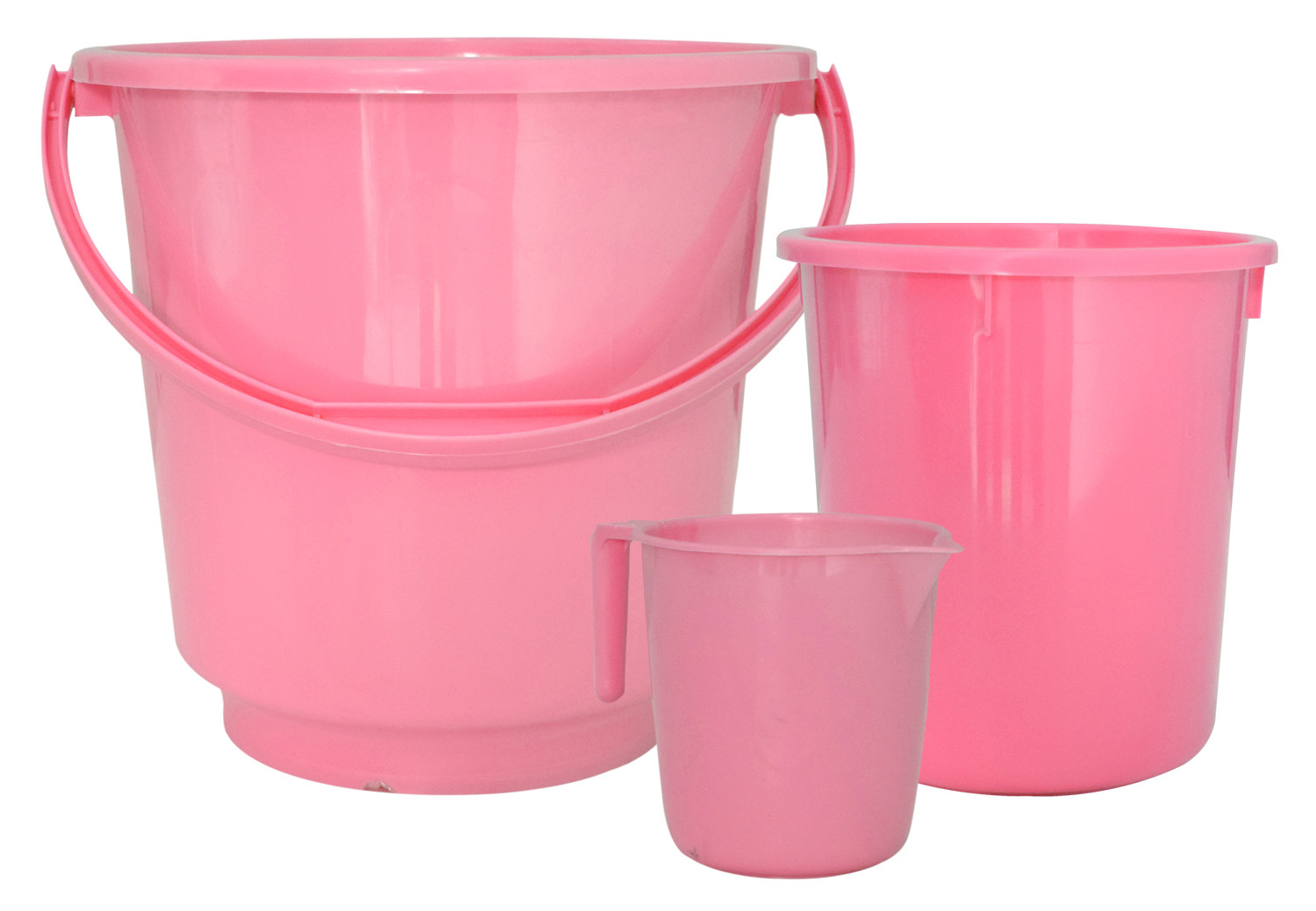 Kuber Industries 3 Pieces Unbreakable Virgin Plastic Multipurpose Bucket, Mug & Dustbin Set (Pink)