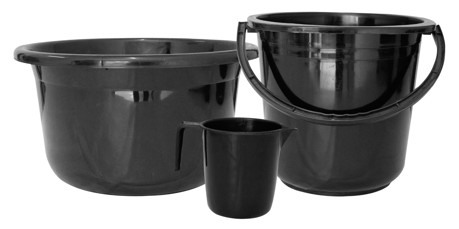 Kuber Industries 3 Pieces Unbreakable Virgin Plastic Multipurpose Bucket, Mug & Tub Set (Black)