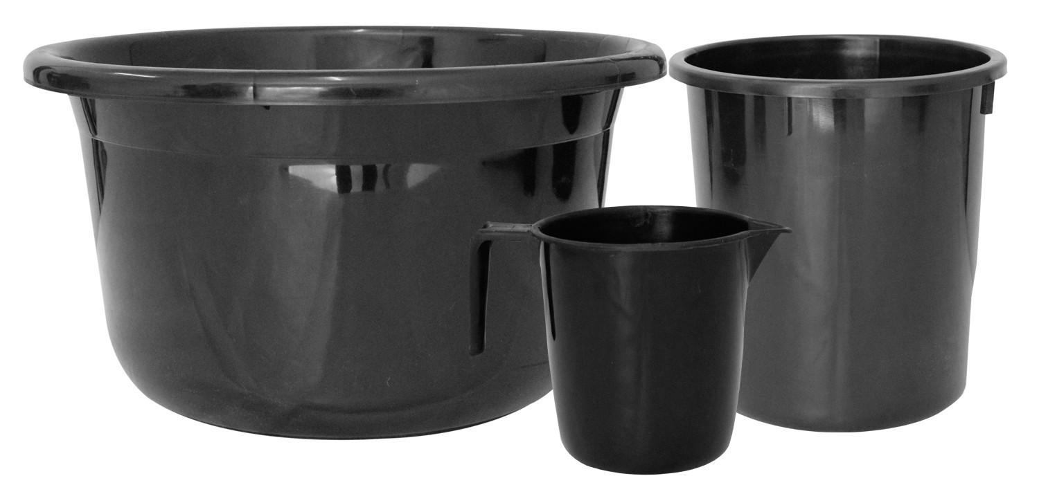 Kuber Industries 3 Pieces Unbreakable Virgin Plastic Multipurpose Mug, Dustbin & Tub Set (Black)