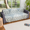 3 Seater Long Sheet Cotton Sofa Covers for Living Room | Washable &amp; Removable Furniture Protector Slipcovers Floral Design - Blue