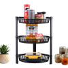 3 Tier Folding Plastic Fruit &amp; Vegetable Basket Stand | Onion Potato Rack for Kitchen Storage Corner | Modern Organizer Aalu Pyaj Storage Basket Shelf Stand | Black