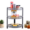 3 Tier Folding Plastic Fruit &amp; Vegetable Basket Stand | Onion Potato Rack for Kitchen Storage Corner | Modern Organizer Aalu Pyaj Storage Basket Shelf Stand | Silver