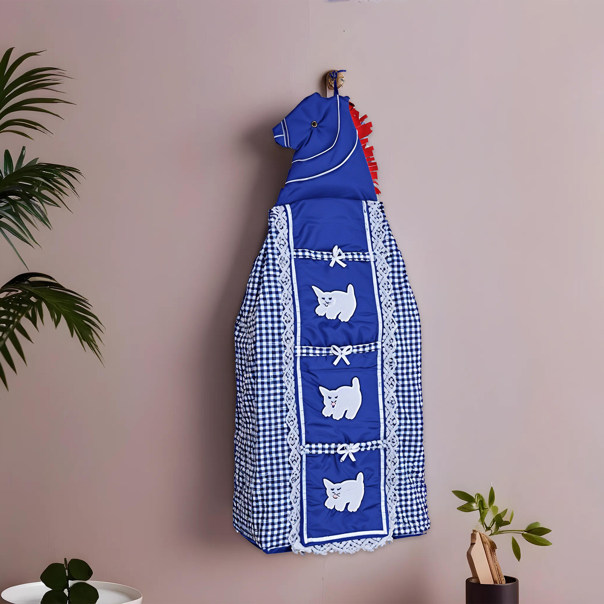 Kuber Industries 3-Tier Hanging Baby Wardrobe for Clothes Storage  Kids Cupboard Cloth Organizer Almirah  Dress Rack for Home  Check - Blue