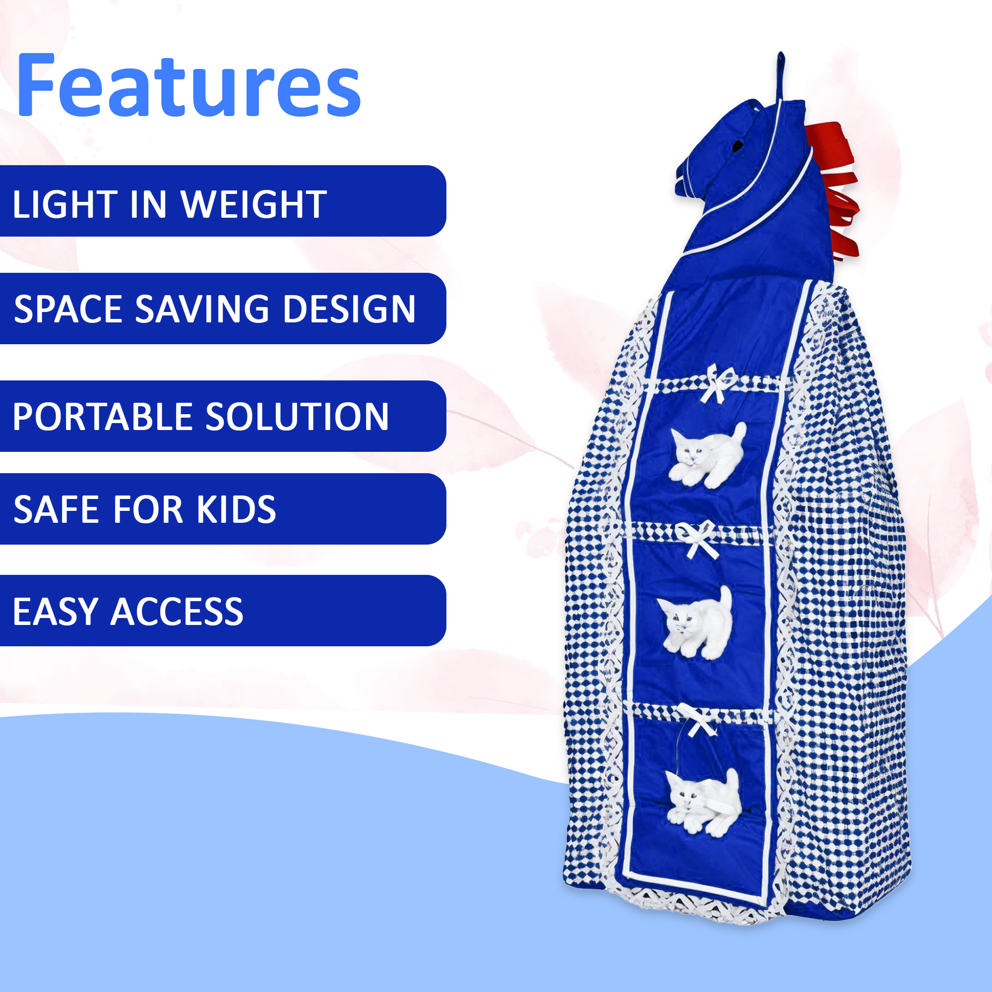 Kuber Industries 3-Tier Hanging Baby Wardrobe for Clothes Storage  Kids Cupboard Cloth Organizer Almirah  Dress Rack for Home  Check - Blue