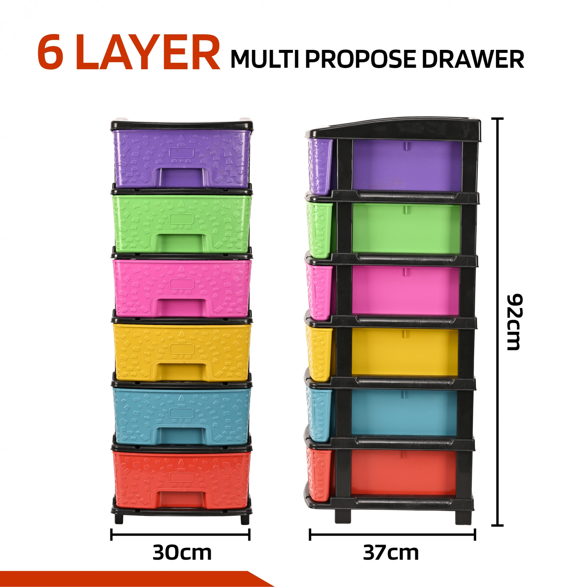 Kuber Industries 3-Tier Multipurpose Plastic Drawers Storage Organizer  CabinetsStorage Rack for Kitchen  Space-Saving Kids Toy  Bedroom Shelf for HomeOffice  Multicolor