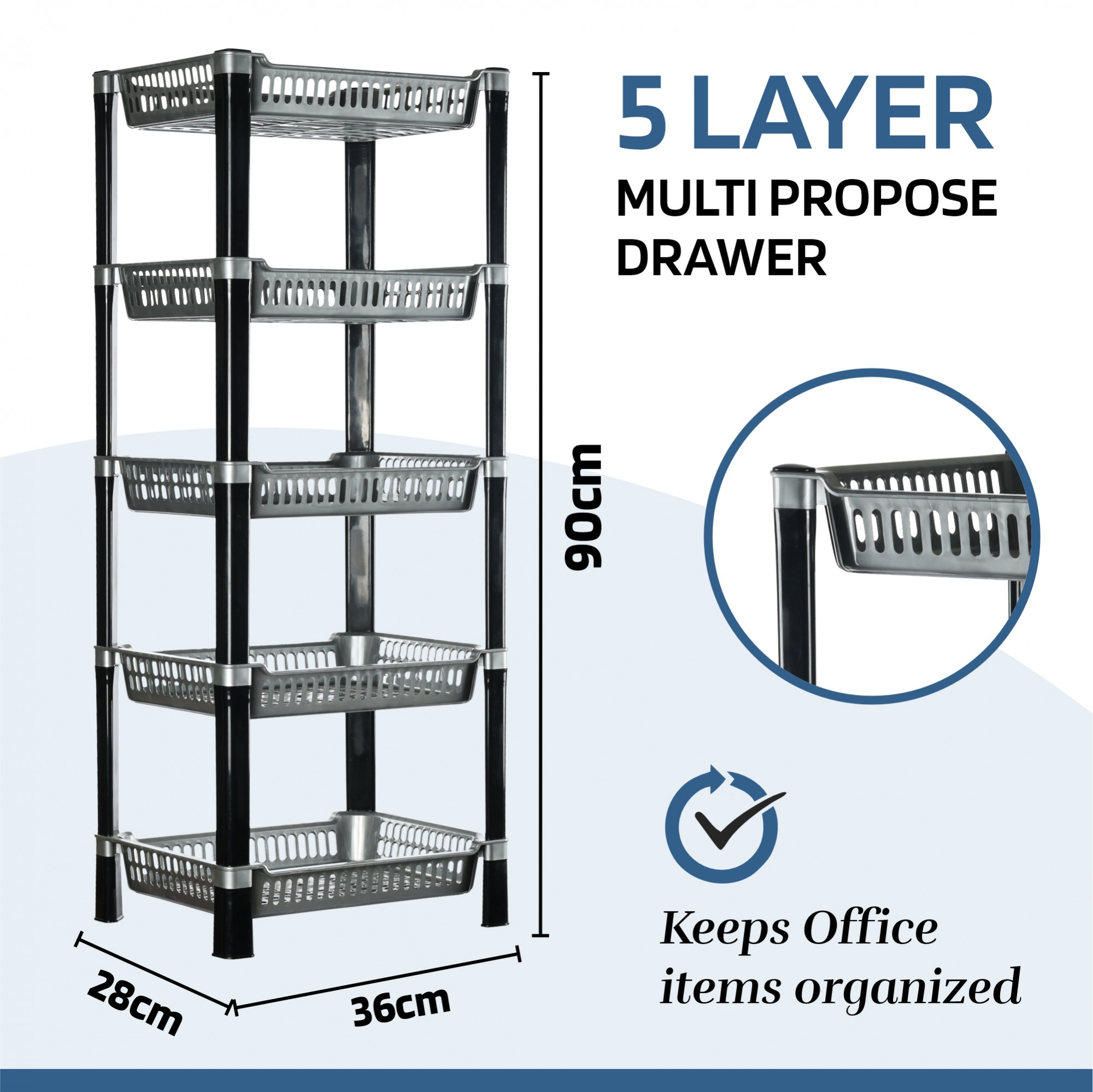 Kuber Industries 3-Tier Multipurpose Racks For Storage  Kids Toy OrganizerUnder Wash Basin  Office Storage cabinet  Shelves  Silver