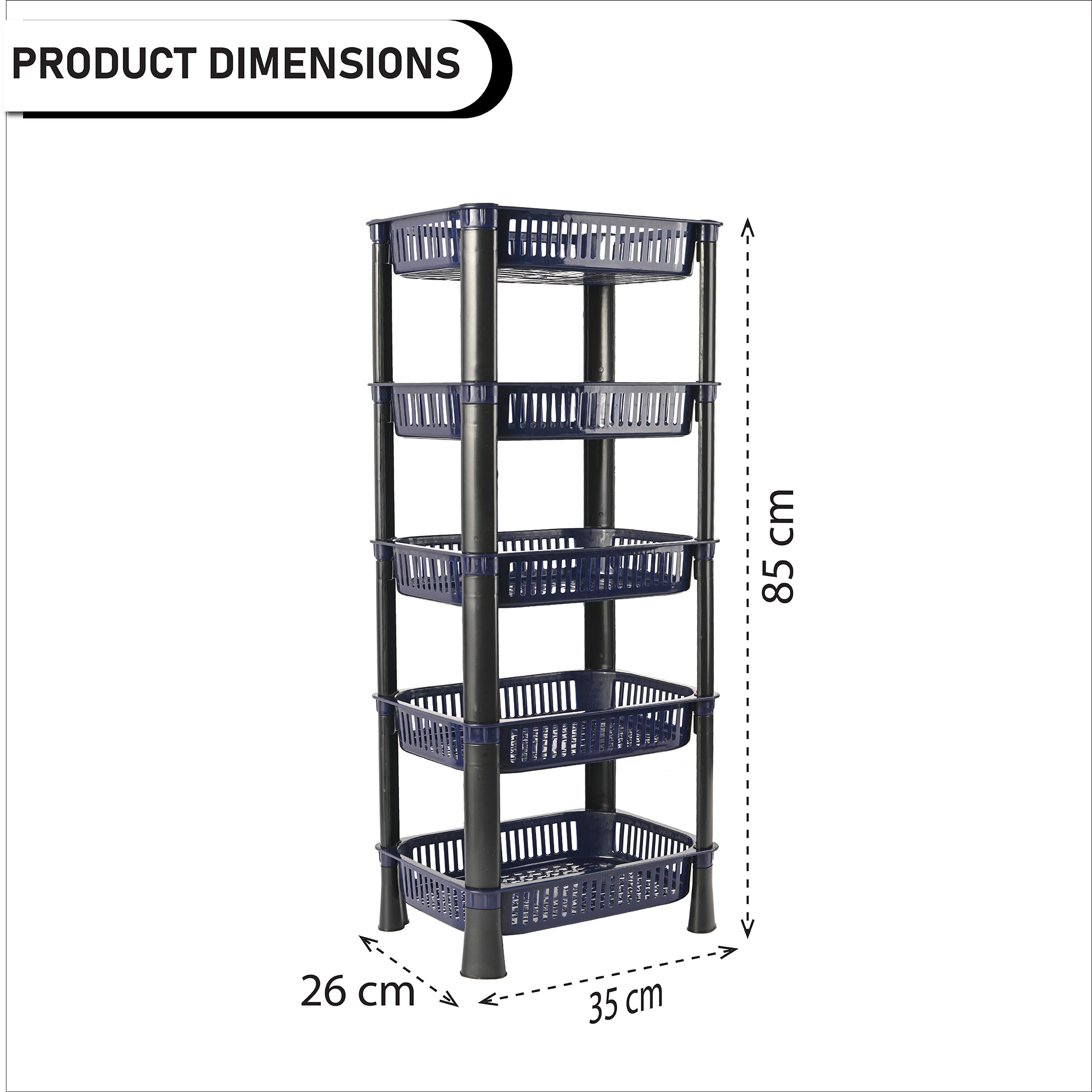 Kuber Industries 3-Tier Plastic Fruits  Vegetable Rack for Kitchen  Stackable Grocery Organiser for Kitchen  Onion Potato Basket  Ideal for Spices Snacks  Pantry Items  Blue