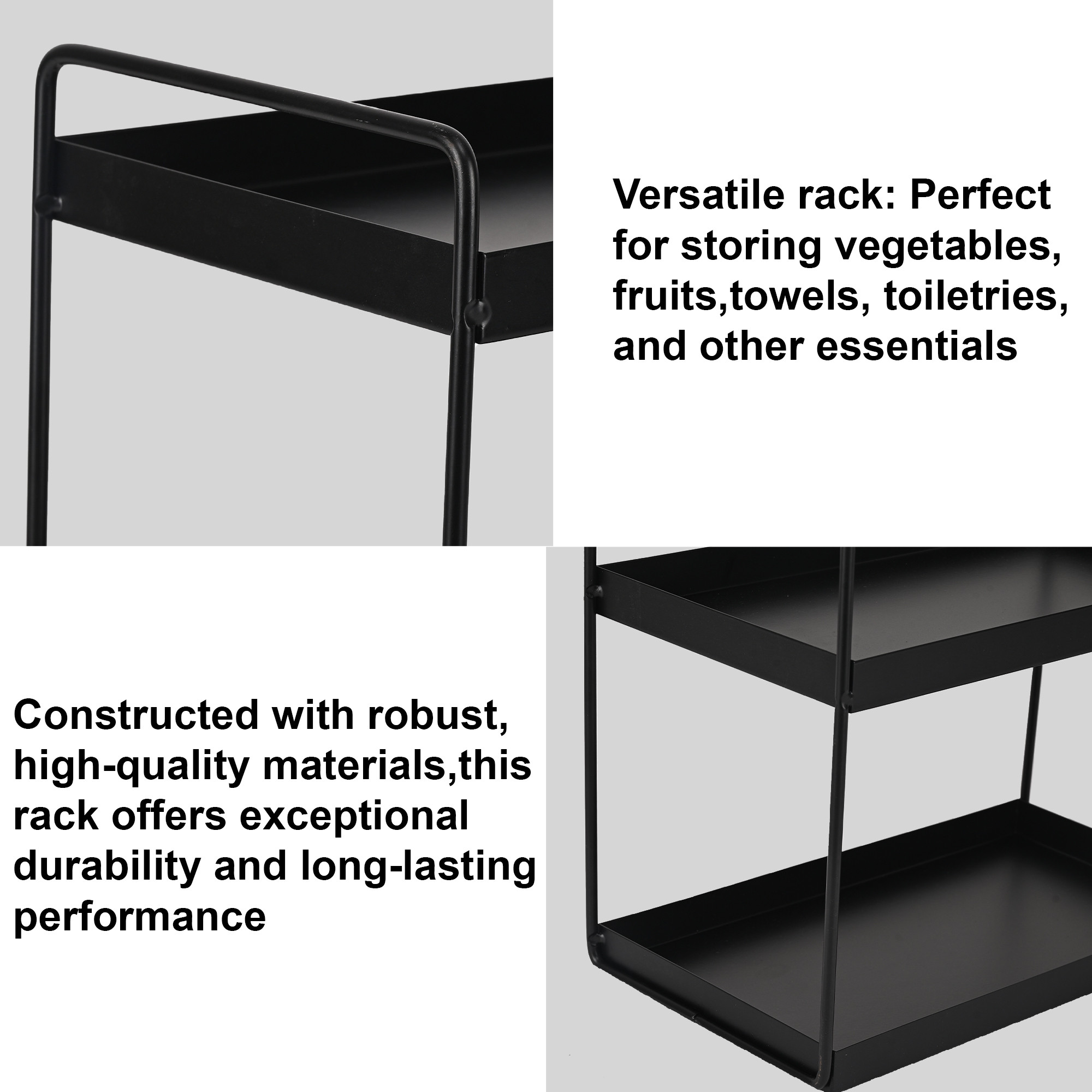 Kuber Industries 3-Tier Rust-Resistant Bathroom Organiser Stand  Space-Saving Bathroom Racks And Shelves for Soap Shampoo  Toiletry Storage  Black