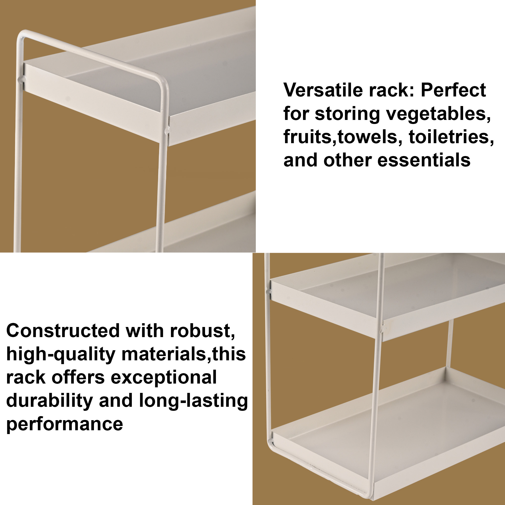 Kuber Industries 3-Tier Rust-Resistant Bathroom Organiser Stand  Space-Saving Bathroom Racks And Shelves for Soap Shampoo  Toiletry Storage  White