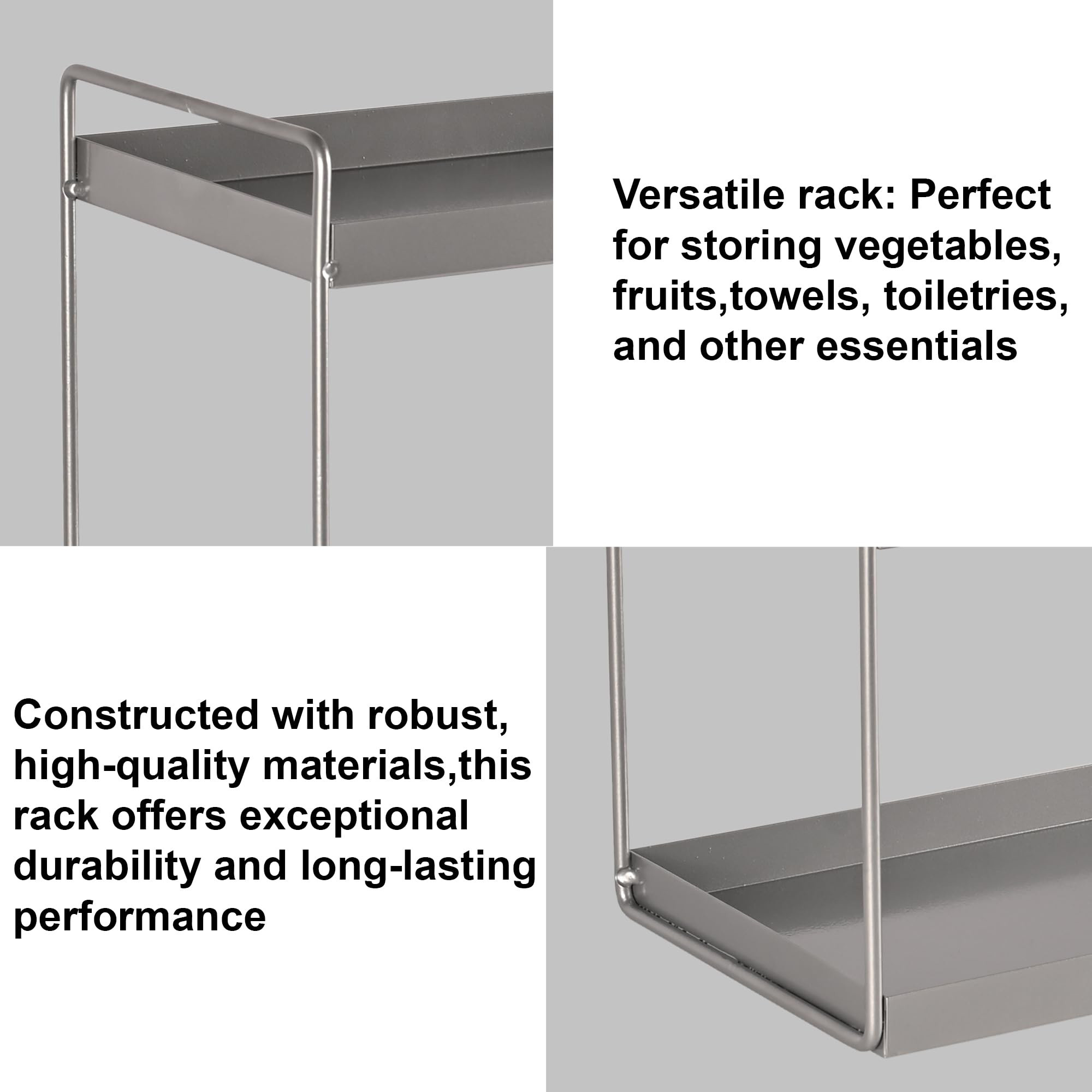 Kuber Industries 3-Tier Rust-Resistant Bathroom Organiser Stand  Space-Saving Bathroom Racks And Shelves for Soap Shampoo  Toiletry Storage  Silver