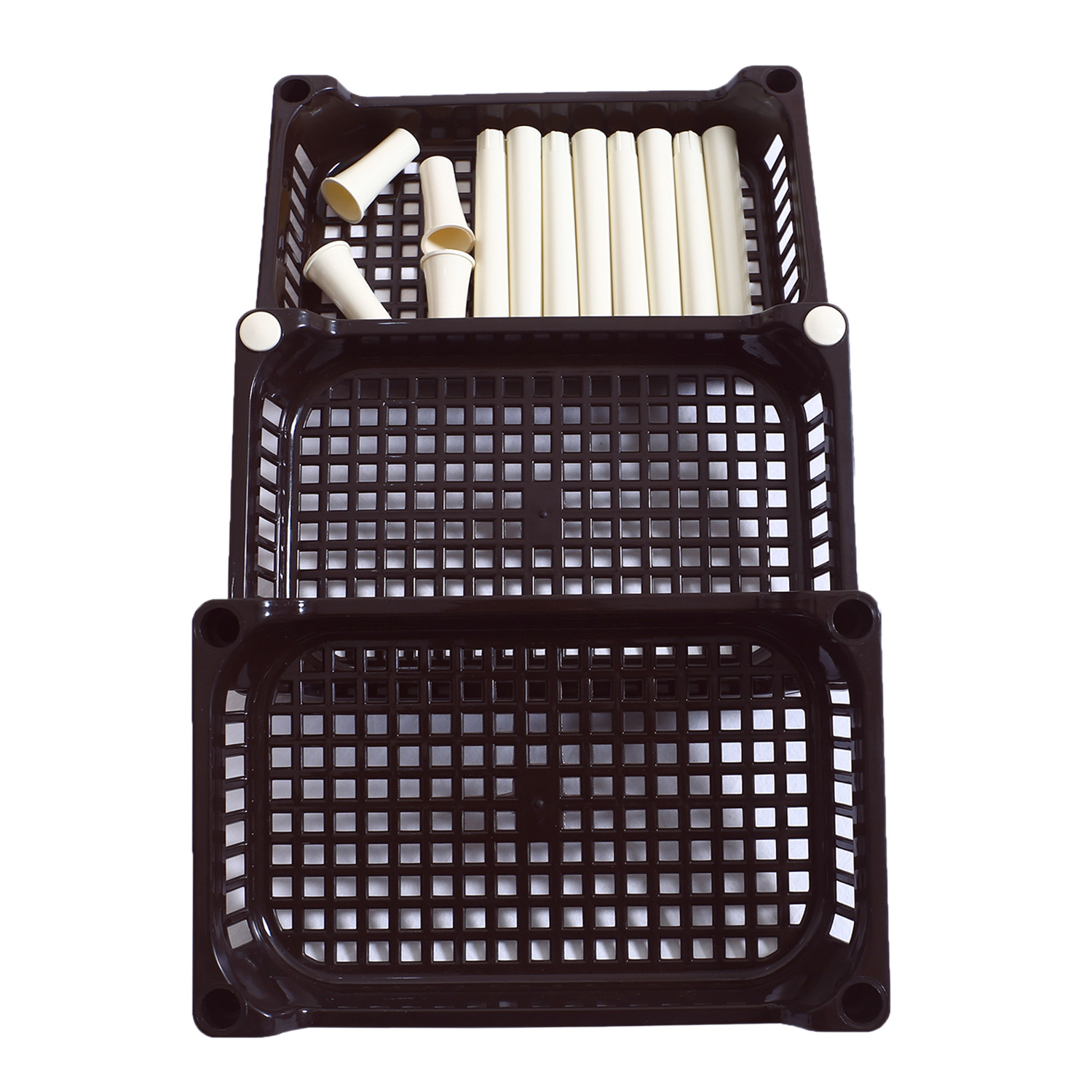 Kuber Industries 3 Tier Storage Rack|Versatile Plastic Stationary & Crockery Rack|Shelf Rack For Kitchen,Office,Home,(Brown)
