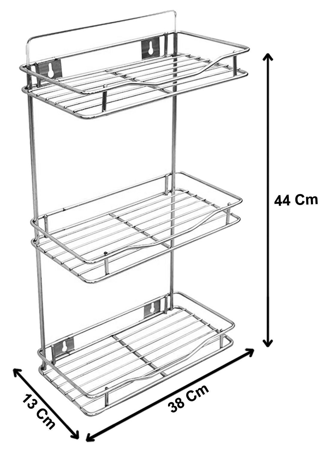 Kuber Industries 3 Tier Wall Mounted Spice Rack Kitchen Organiser (Silver)