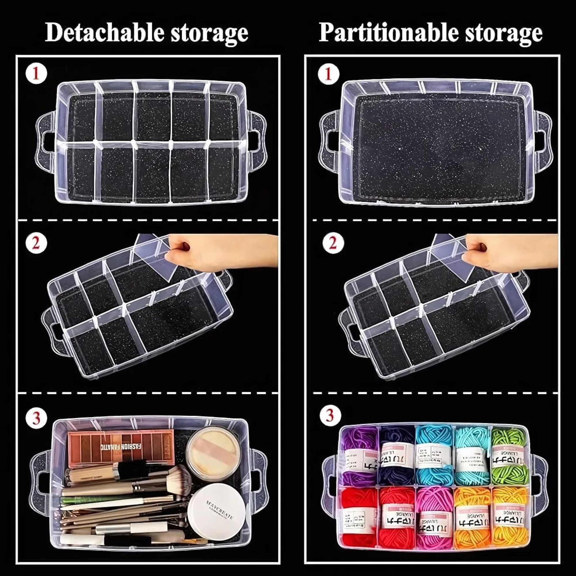 Kuber Industries 30-Compartment Earring Organizer Box for Women  3-Tier Modular Jewellery Transparent Storage Box with Handle  Transparent - Grey