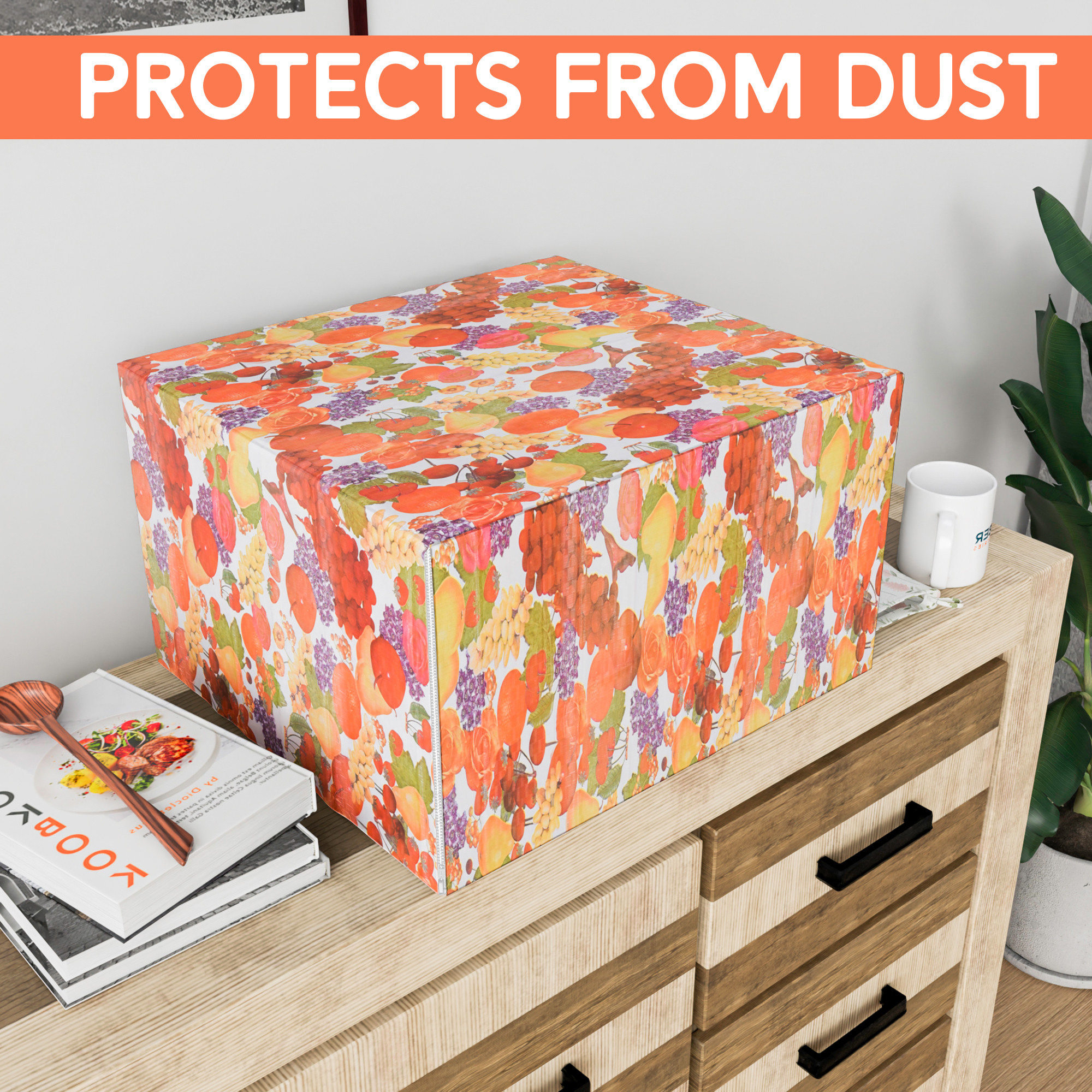 Kuber Industries 30 Ltr Dustproof Full Microwave Cover  Otg Oven Accessories for Durable  Dustroof Kitchen Decor  Fruit Print