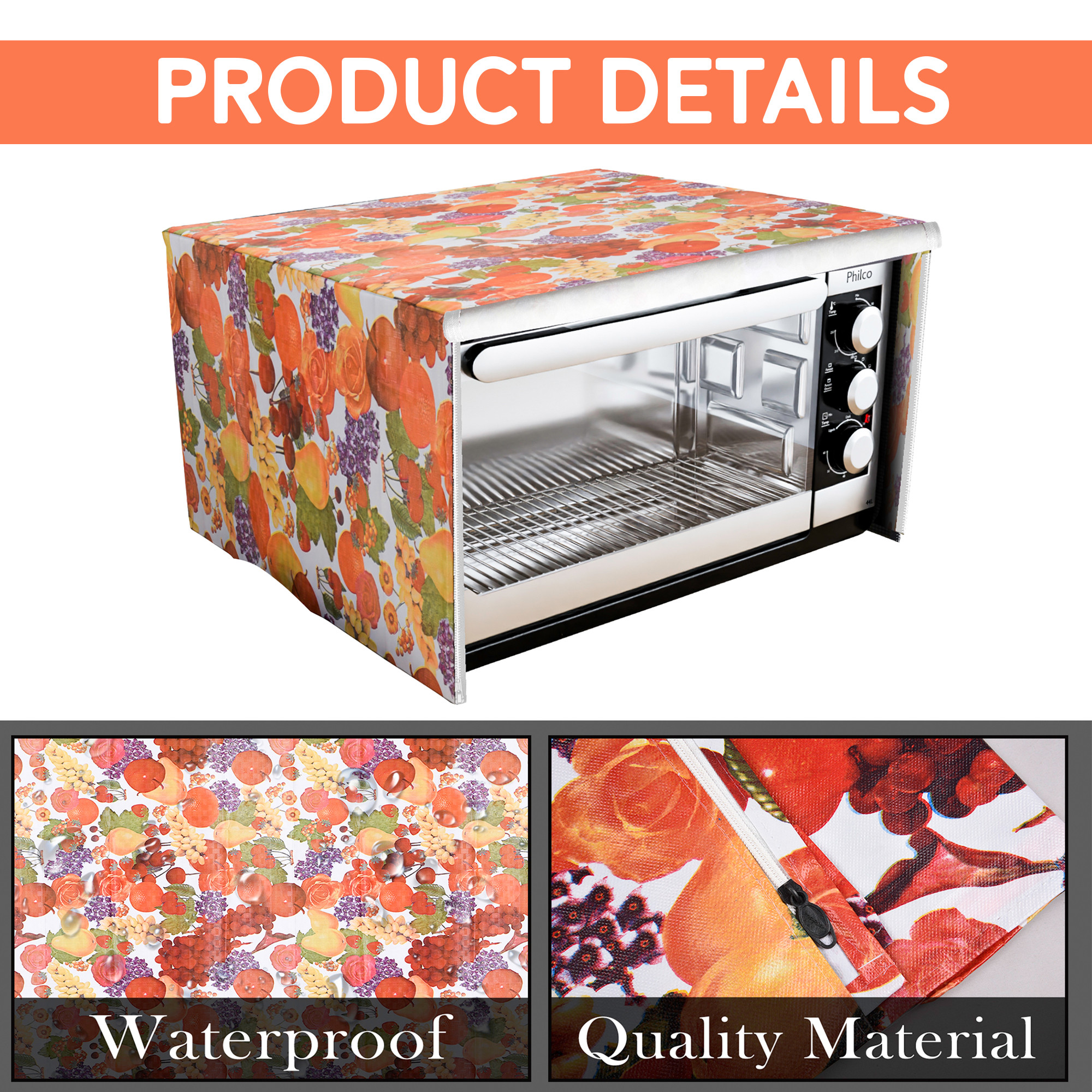 Kuber Industries 30 Ltr Dustproof Full Microwave Cover  Otg Oven Accessories for Durable  Dustroof Kitchen Decor  Fruit Print