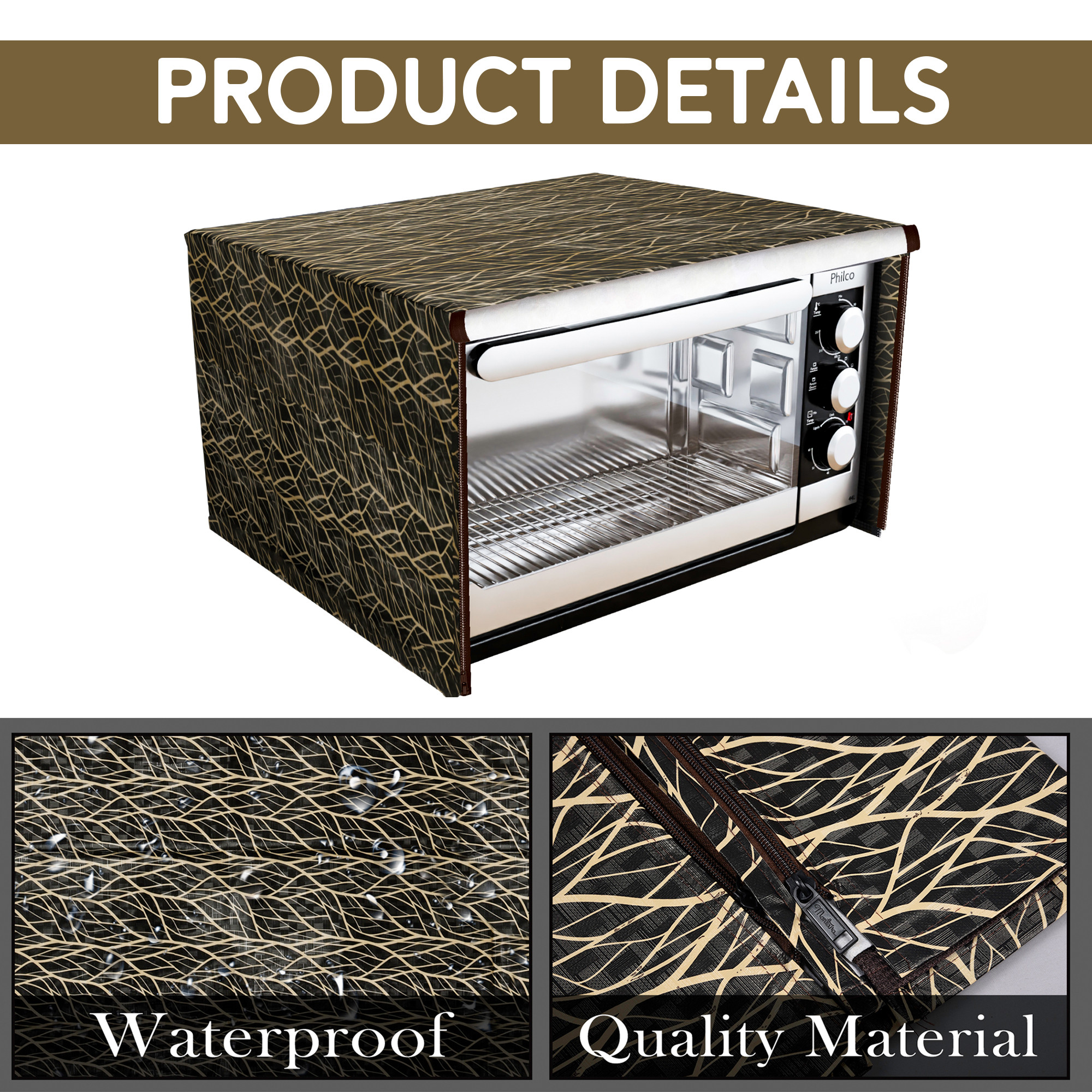 Kuber Industries 30 Ltr Dustproof Full Microwave Cover  Otg Oven Accessories for Durable  Dustroof Kitchen Decor  Stripes Black  Yellow