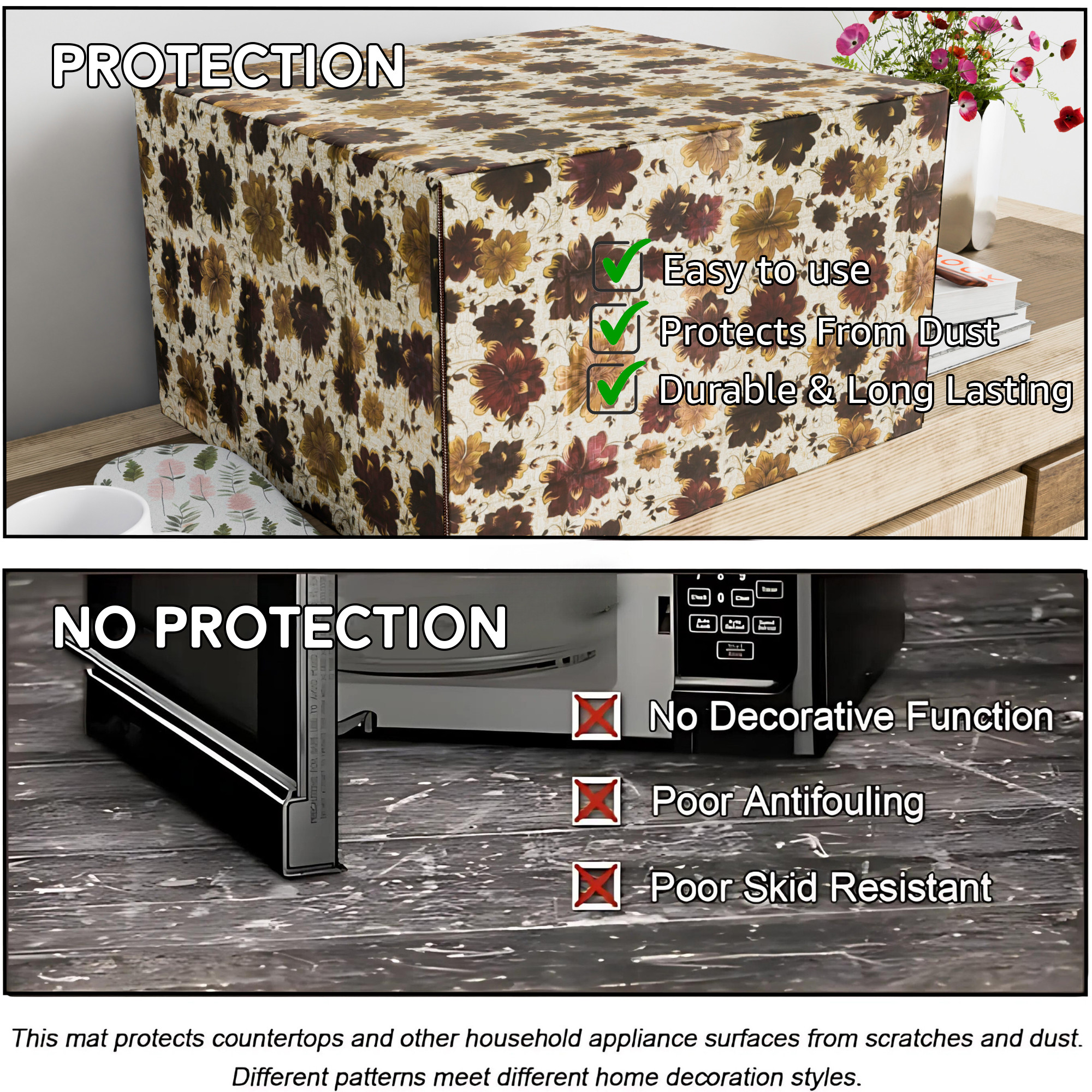 Kuber Industries 30 Ltr Dustproof Full Microwave Cover  Otg Oven Accessories for Durable  Dustroof Kitchen Decor  Flowers Brown