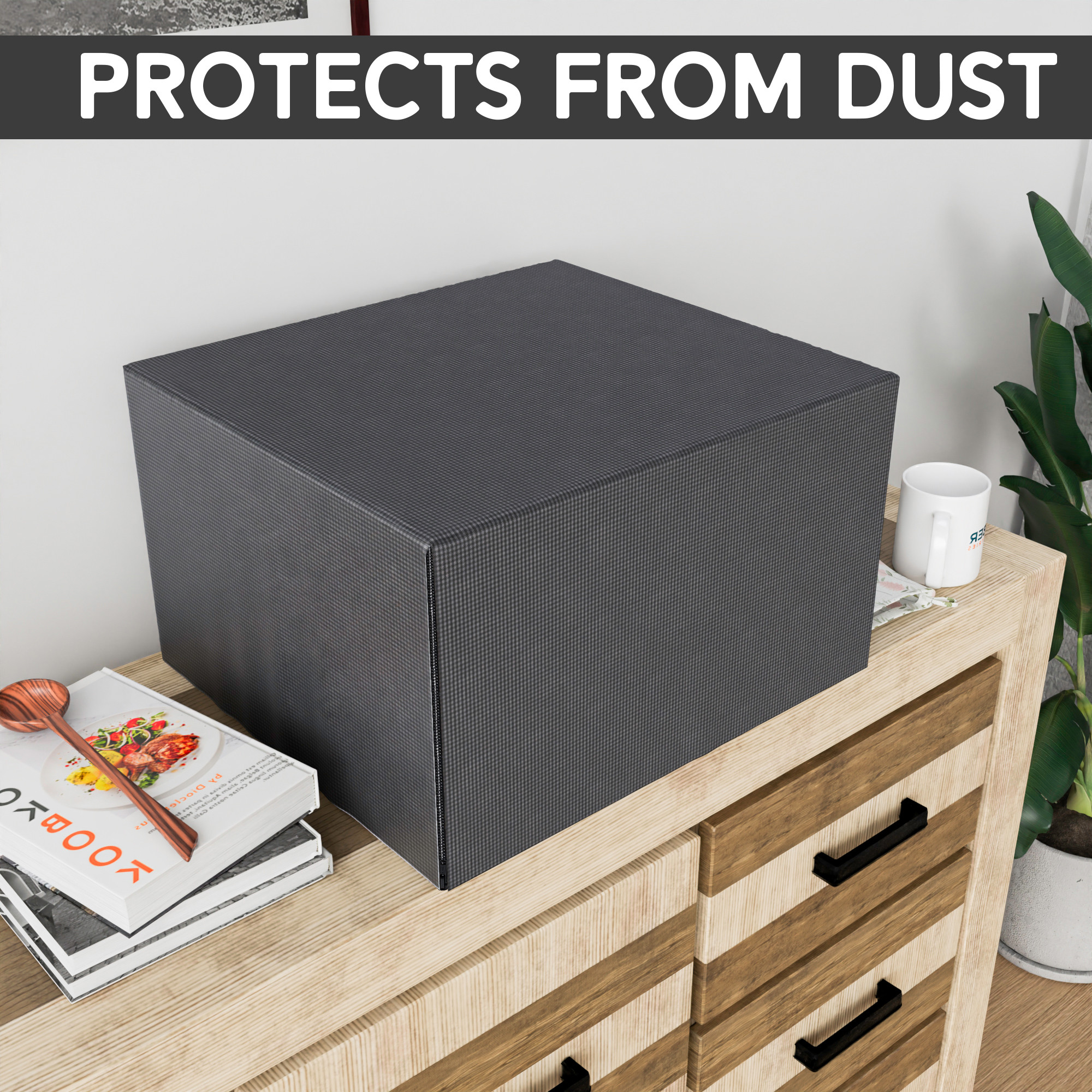 Kuber Industries 30 Ltr Dustproof Full Microwave Cover with Zip  Convection OTG Oven  Accessories Kitchen Decor  Checkered - Grey