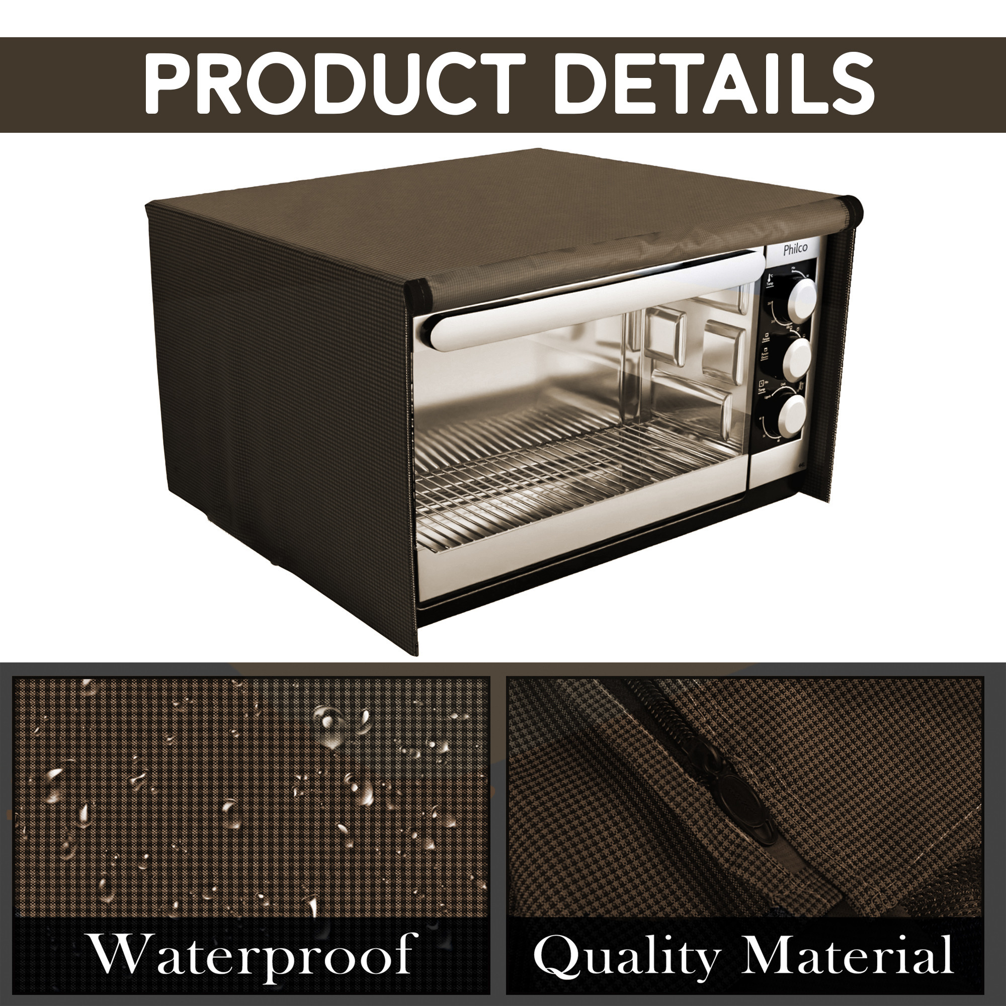Kuber Industries 30 Ltr Dustproof Full Microwave Cover with Zip  Convection OTG Oven  Accessories Kitchen Decor  Checkered - Brown