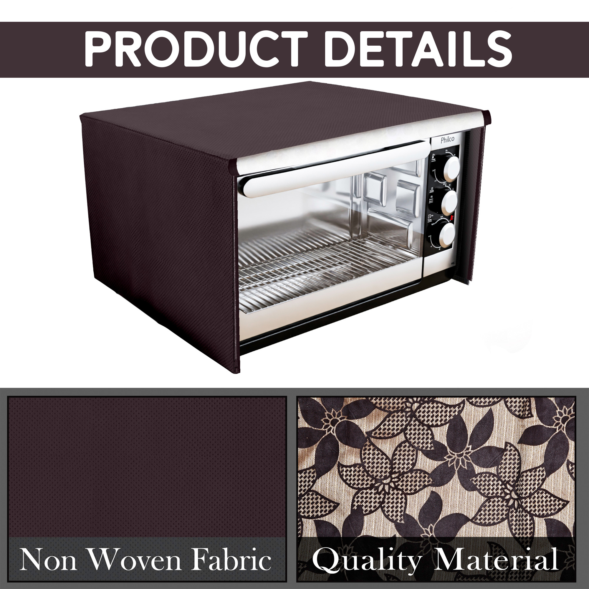 Kuber Industries 30 Ltr Dustproof Full Microwave Cover with Zip  Convection OTG Oven  Accessories Kitchen Decor  Flower Print - Brown