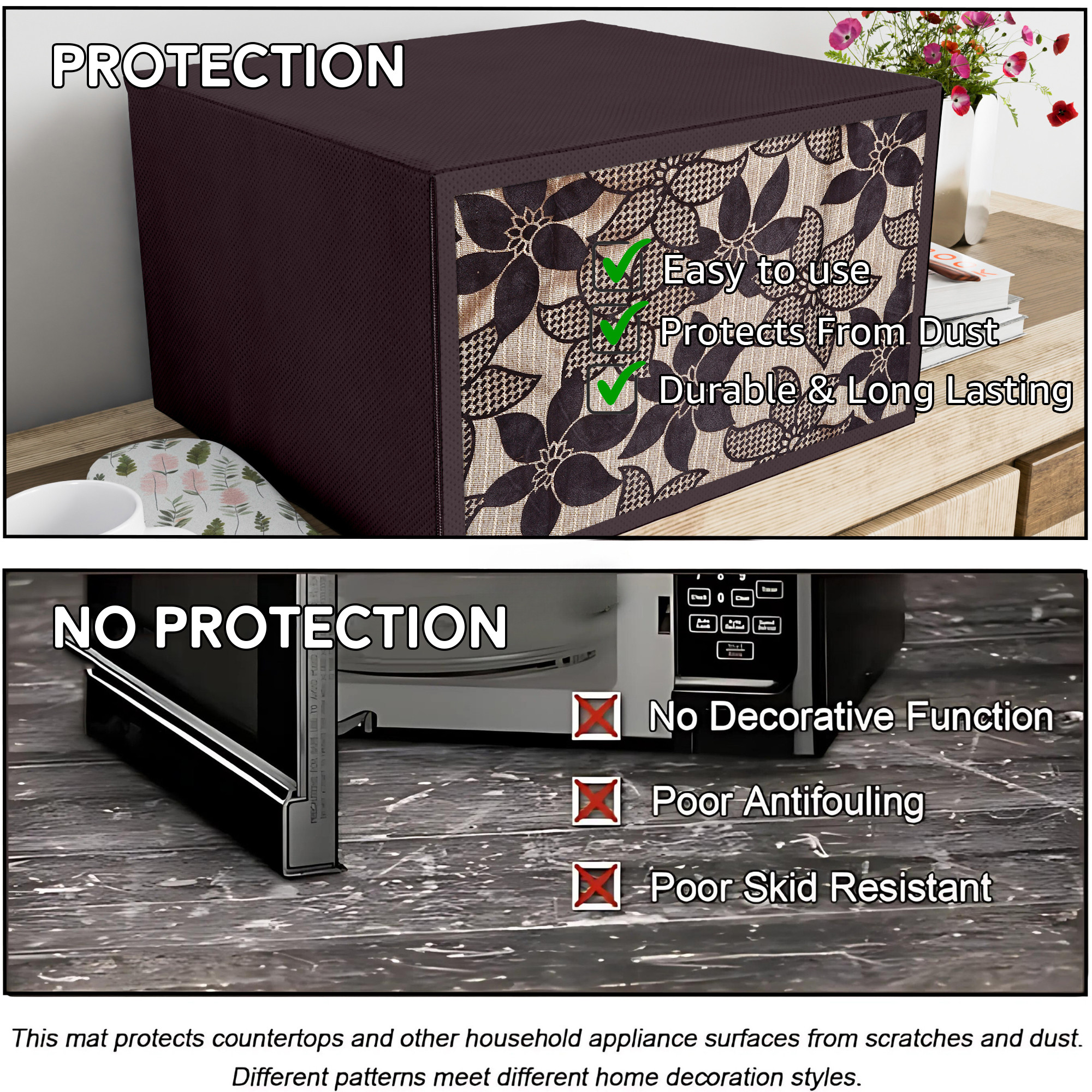 Kuber Industries 30 Ltr Dustproof Full Microwave Cover with Zip  Convection OTG Oven  Accessories Kitchen Decor  Flower Print - Brown