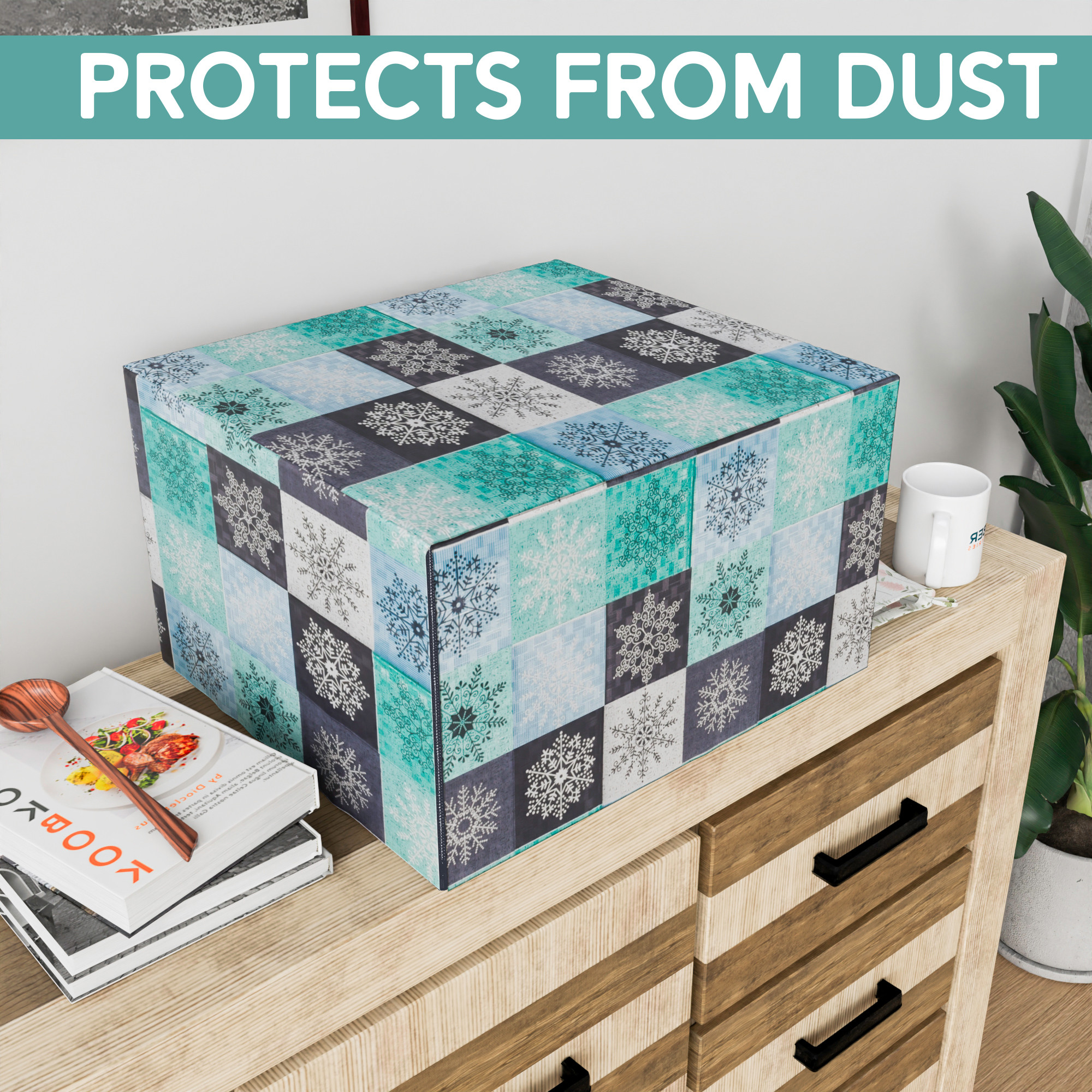 Kuber Industries 30 Ltr Dustproof Full Microwave Cover With Zip  Otg Oven Accessories for Durable  Dustroof Kitchen Decor  Star Green  Blue