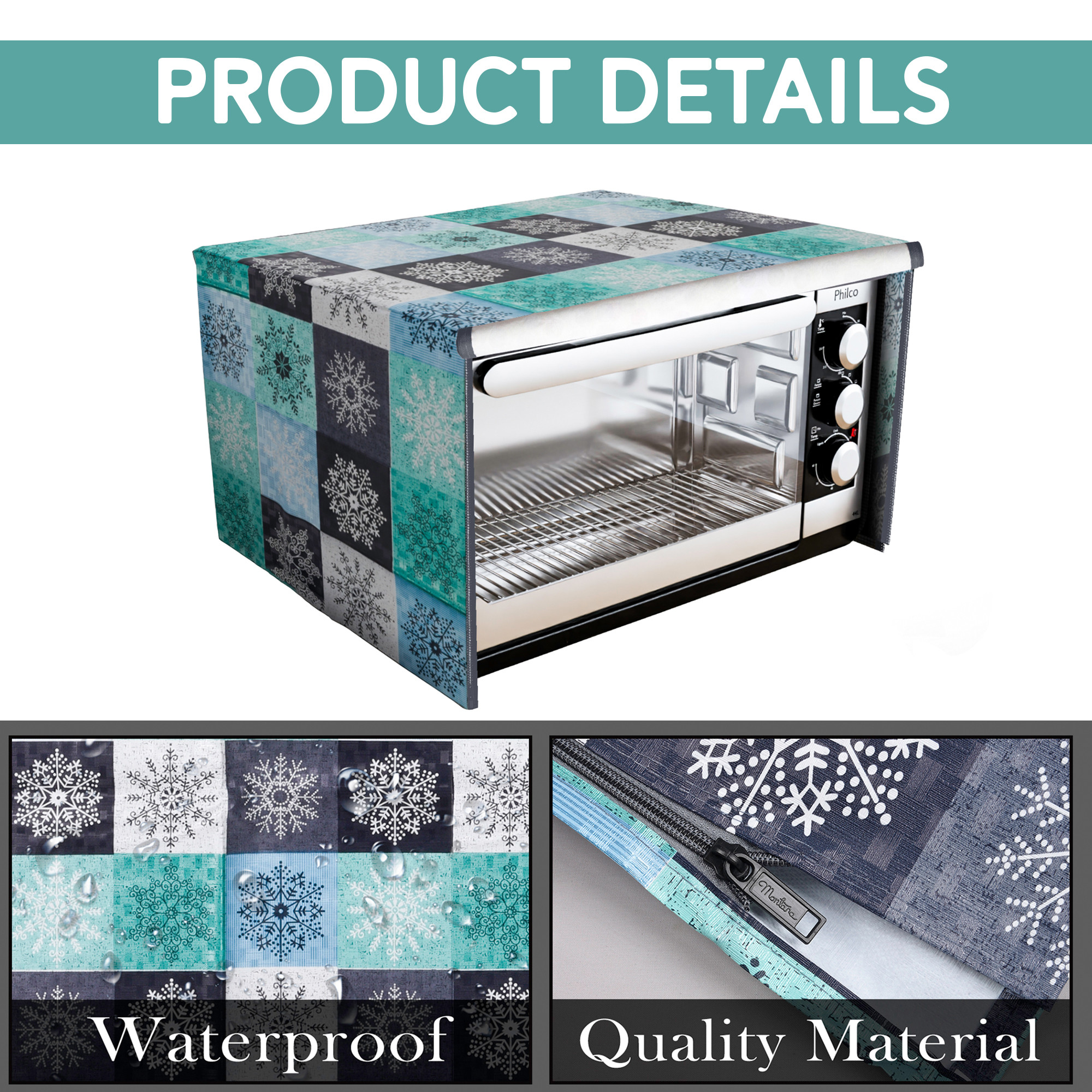 Kuber Industries 30 Ltr Dustproof Full Microwave Cover With Zip  Otg Oven Accessories for Durable  Dustroof Kitchen Decor  Star Green  Blue