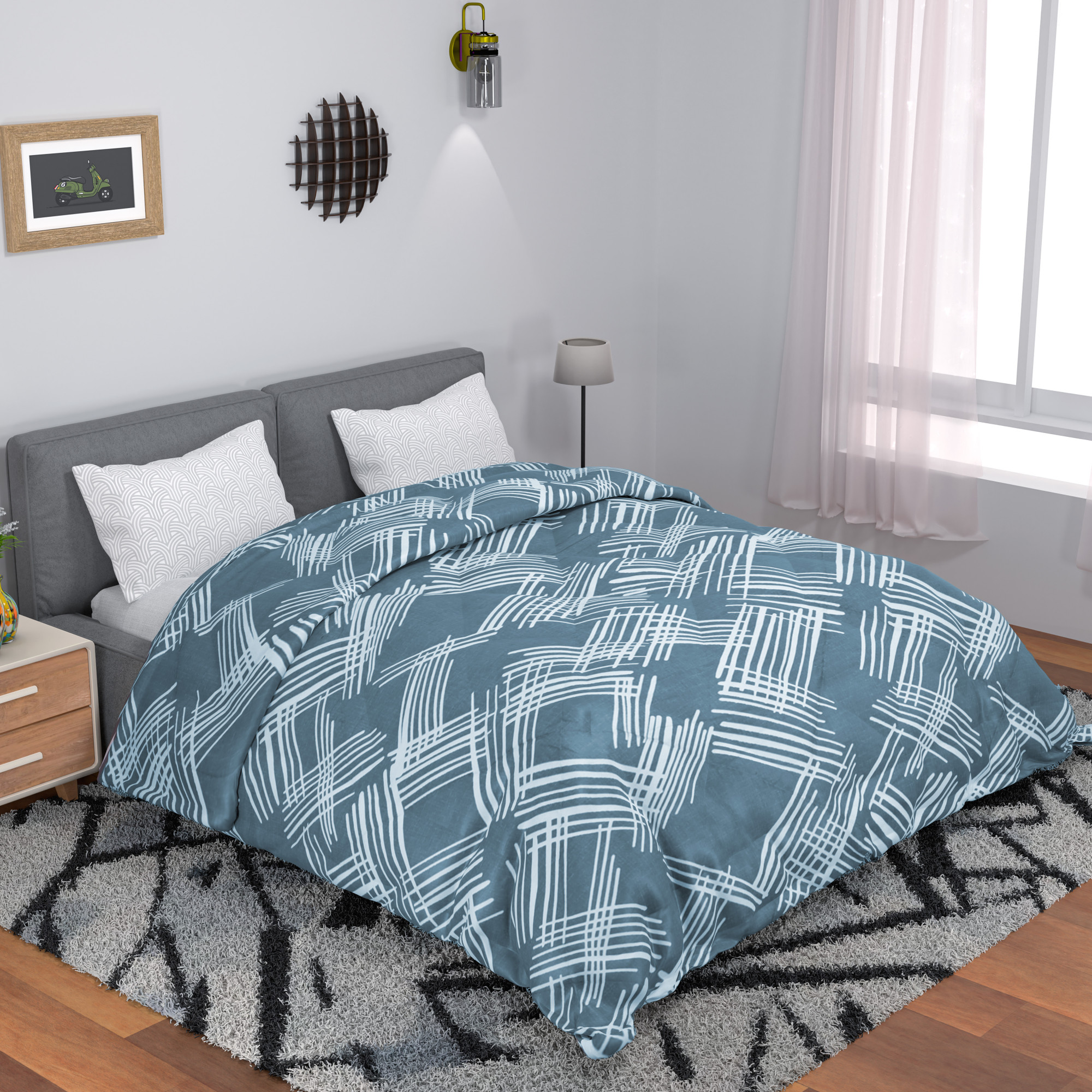 Kuber Industries 300 GSM Reversible AC Comforter for Double Bed  All Weather Warm  Soft Microfiber Quilt  Beautifully Crafted Razai Duvet  Kambal for Home  Lining -Slate Grey