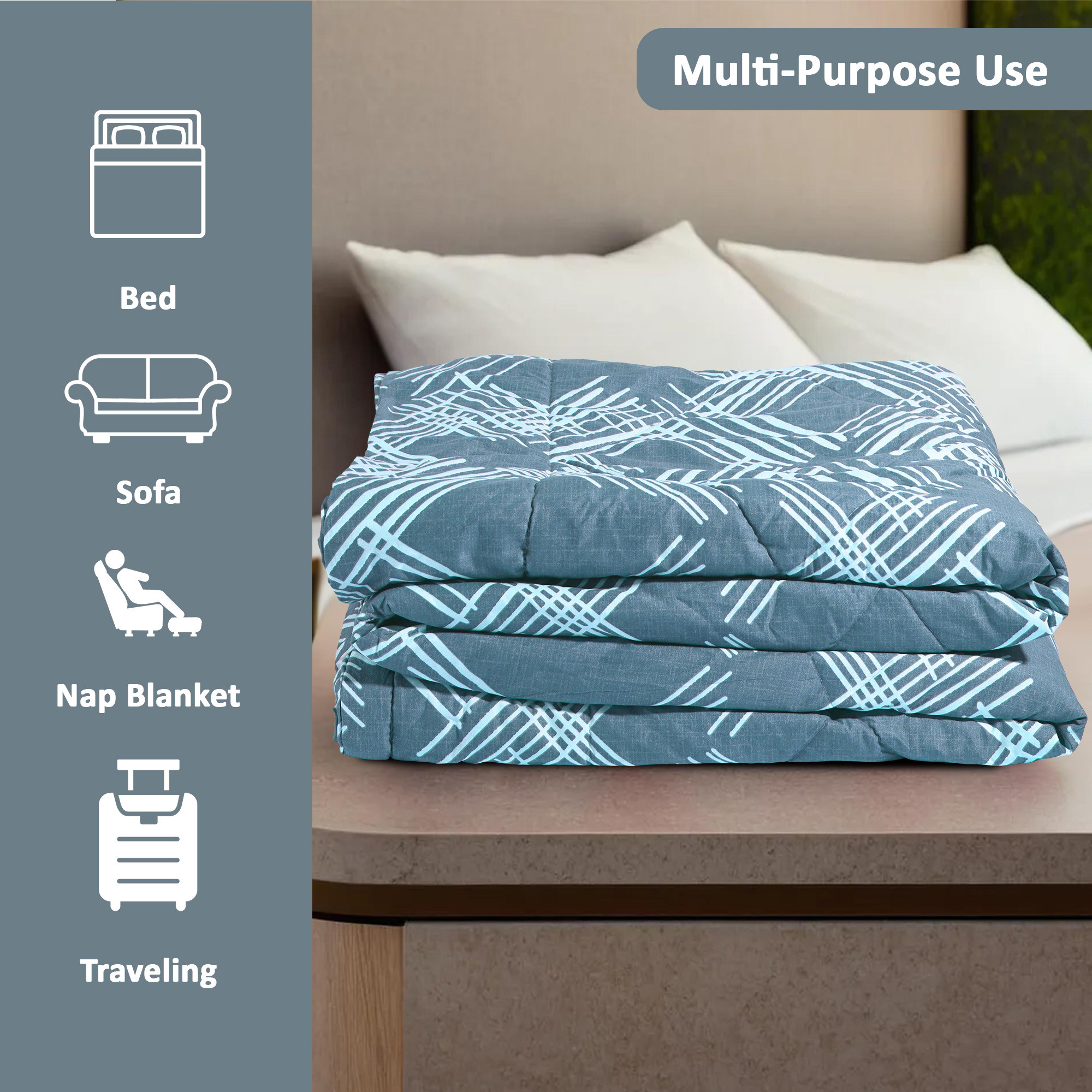 Kuber Industries 300 GSM Reversible AC Comforter for Double Bed  All Weather Warm  Soft Microfiber Quilt  Beautifully Crafted Razai Duvet  Kambal for Home  Lining -Slate Grey