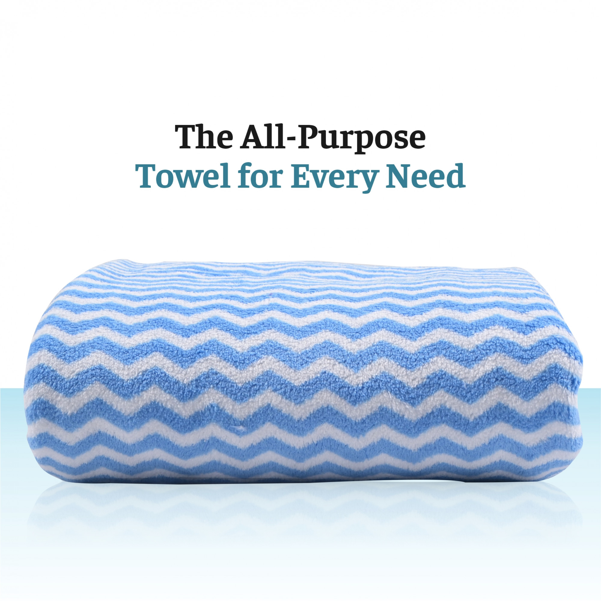 Kuber Industries 30x60 Inch Microfiber Towel for Bath Large Size  280 GSM Soft Towel for Women and Men  Quick Dry  Absorbent Shower Bathtowel for Swimming and Beach  Zig Zag - Blue