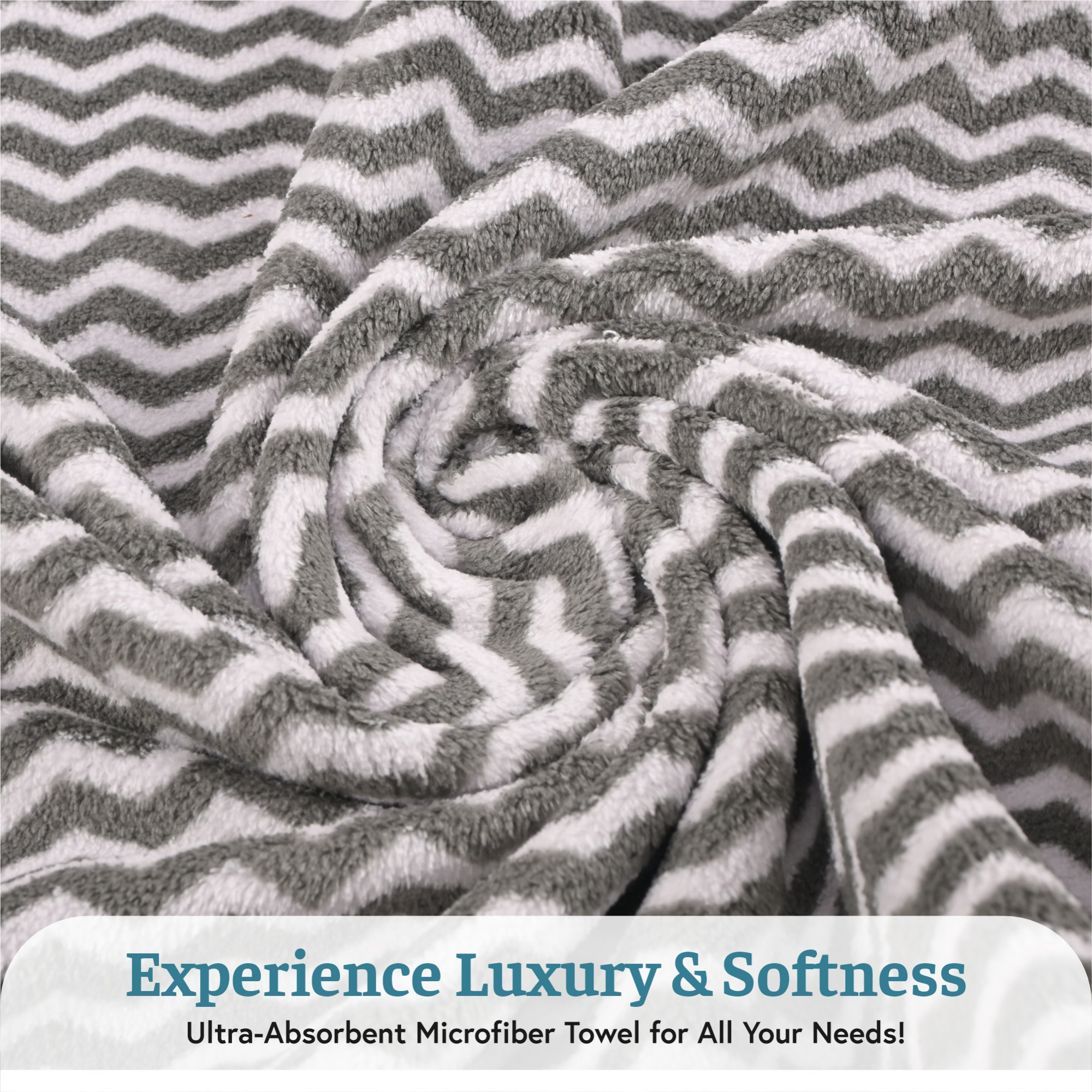Kuber Industries 30x60 Inch Microfiber Towel for Bath Large Size  280 GSM Soft Towel for Women and Men  Quick Dry  Absorbent Shower Bathtowel for Swimming and Beach  Zig Zag - Grey