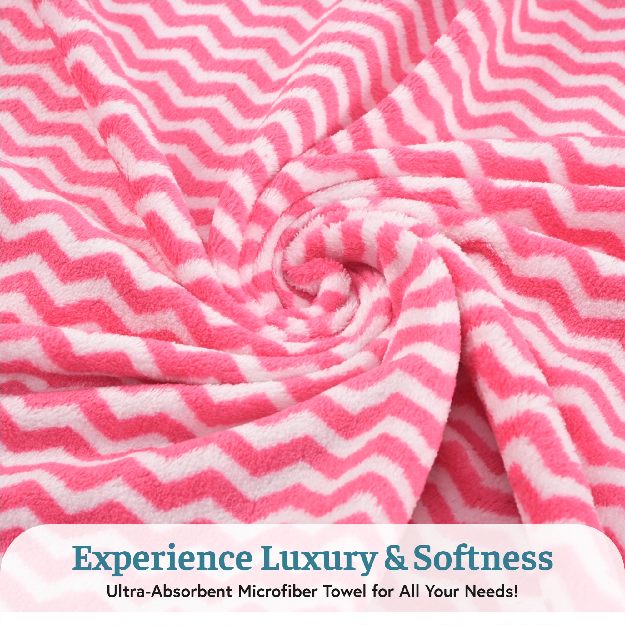 Kuber Industries 30x60 Inch Microfiber Towel for Bath Large Size  280 GSM Soft Towel for Women and Men  Quick Dry  Absorbent Shower Bathtowel for Swimming and Beach  Zig Zag - Pink