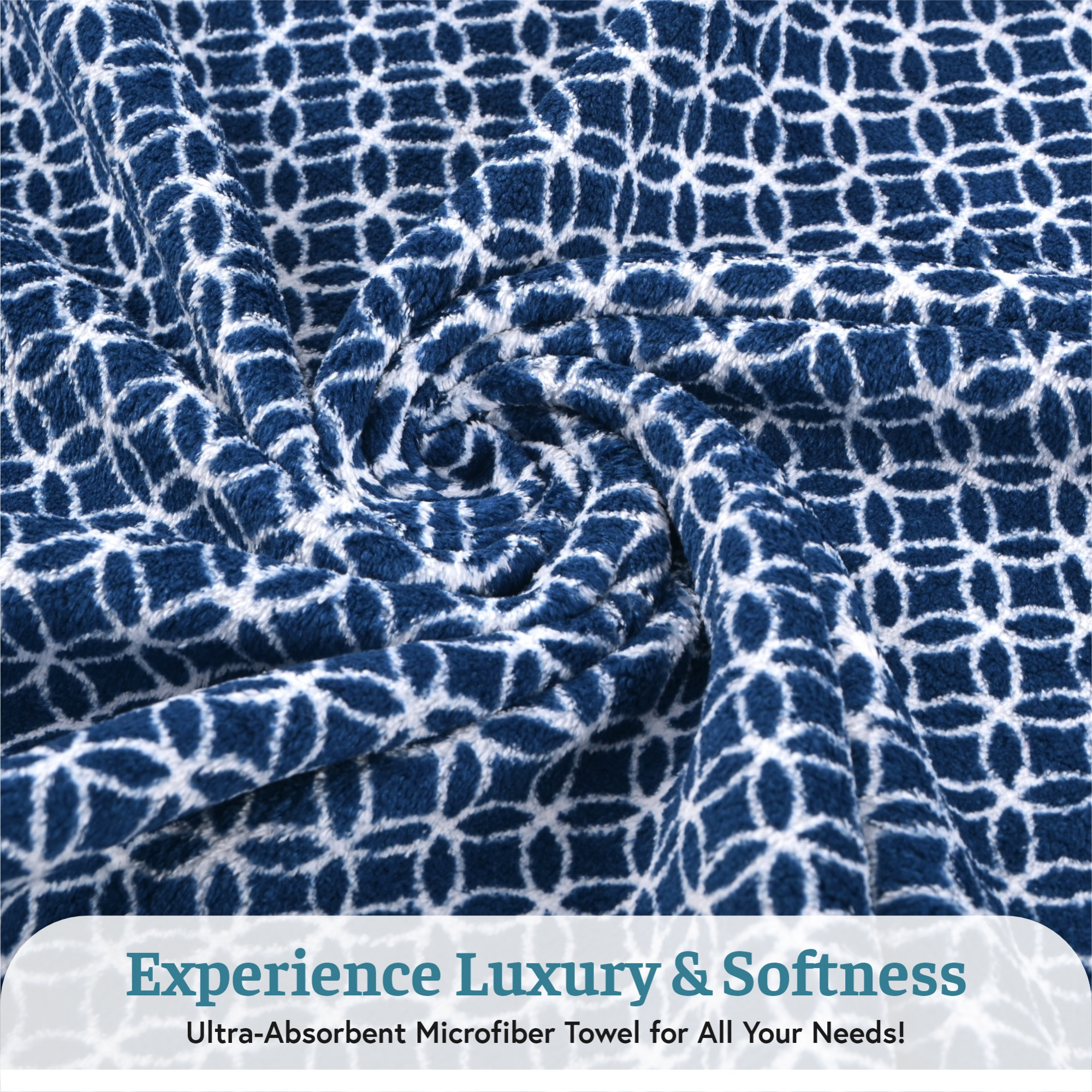 Kuber Industries 30x60 Inch Microfiber Towel for Bath Large Size  280 GSM Soft Towel for Women and Men  Quick Dry  Absorbent Shower Bathtowel for Swimming and Beach  Circle - Blue