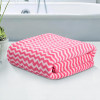 30x60 Inch Microfiber Towel for Bath Large Size | 280 GSM Soft Towel for Women and Men | Quick Dry & Absorbent Shower Bathtowel for Swimming and Beach | Zig Zag - Pink