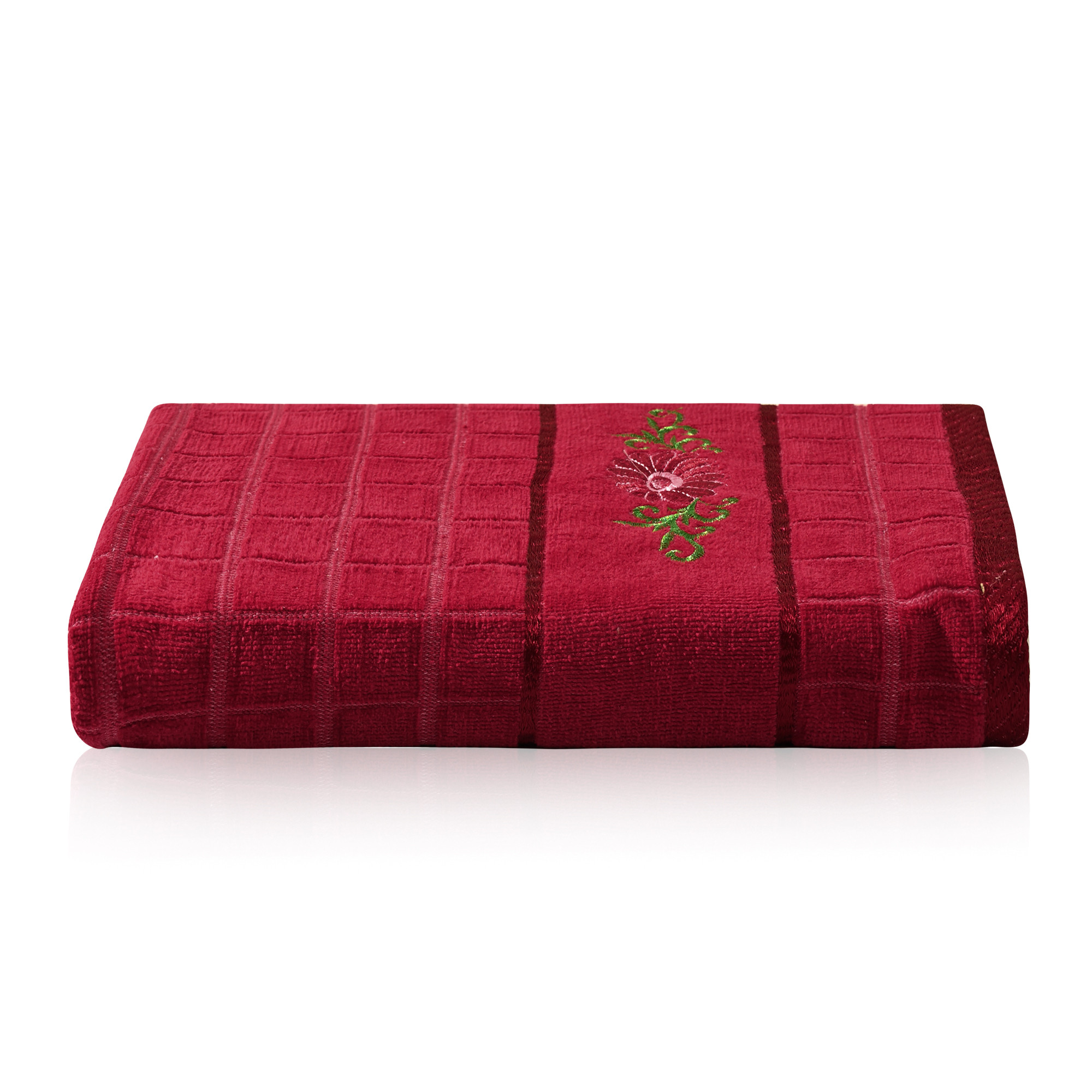 Kuber Industries 30x60 Inches Rectangle Super Absorbent Travel Gym  Bath Towel for Women  Soft  Comfortable Swimming  Bathing Towels for Men  Gold Flower - Red