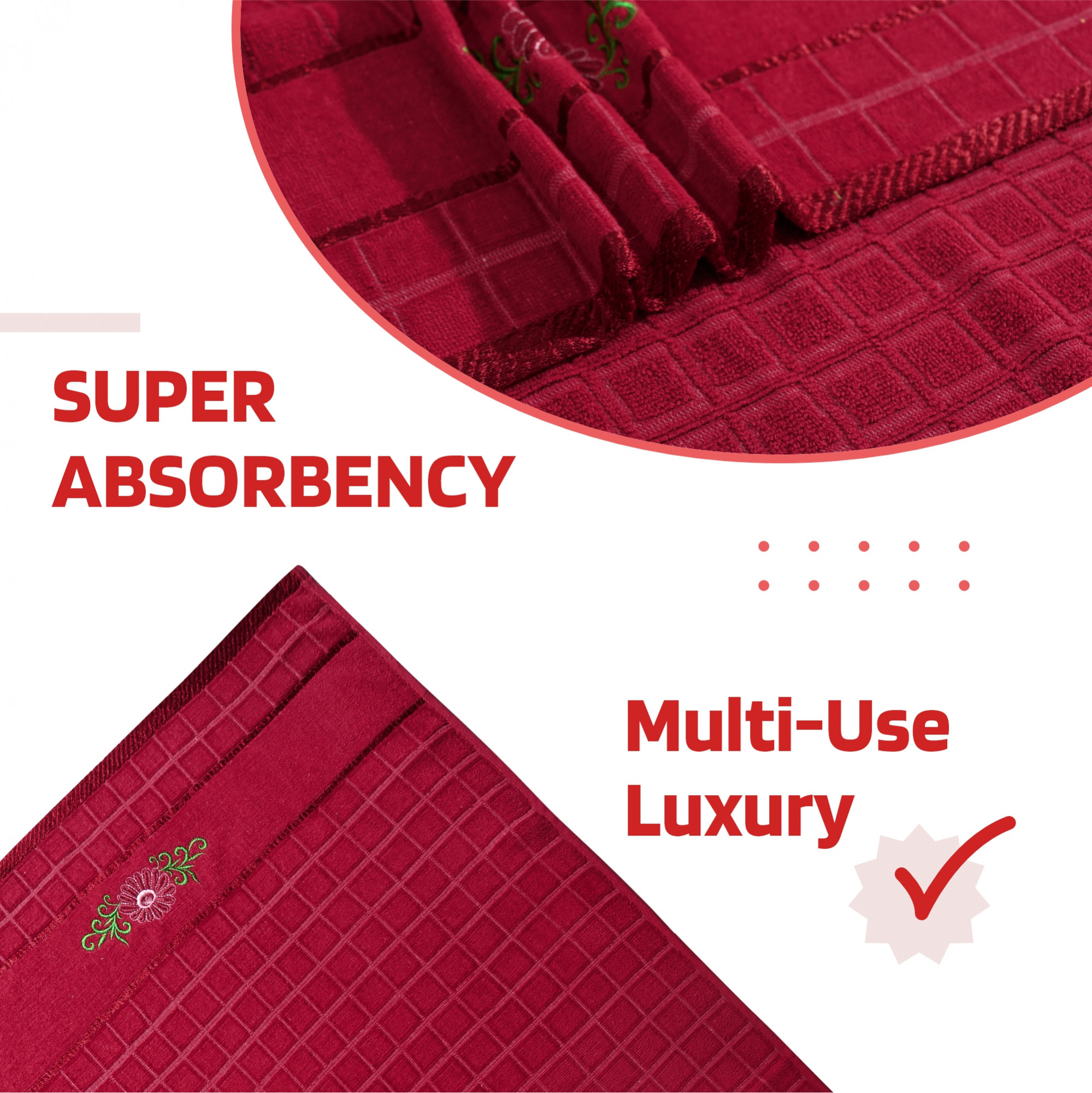 Kuber Industries 30x60 Inches Rectangle Super Absorbent Travel Gym  Bath Towel for Women  Soft  Comfortable Swimming  Bathing Towels for Men  Gold Flower - Red