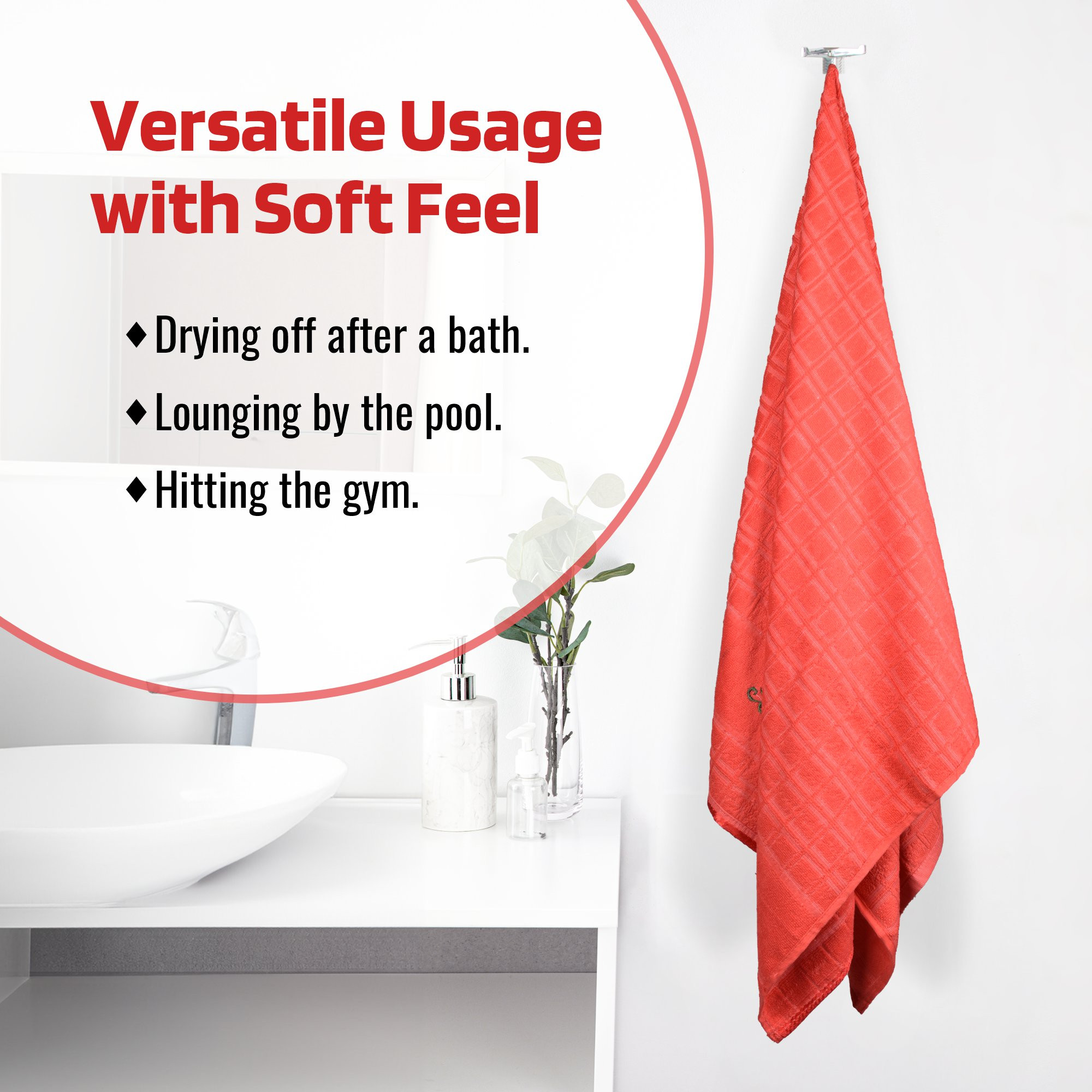 Kuber Industries 30x60 Inches Rectangle Super Absorbent Travel Gym  Bath Towel for Women  Soft  Comfortable Swimming  Bathing Towels for Men  Gold Flower - Orange