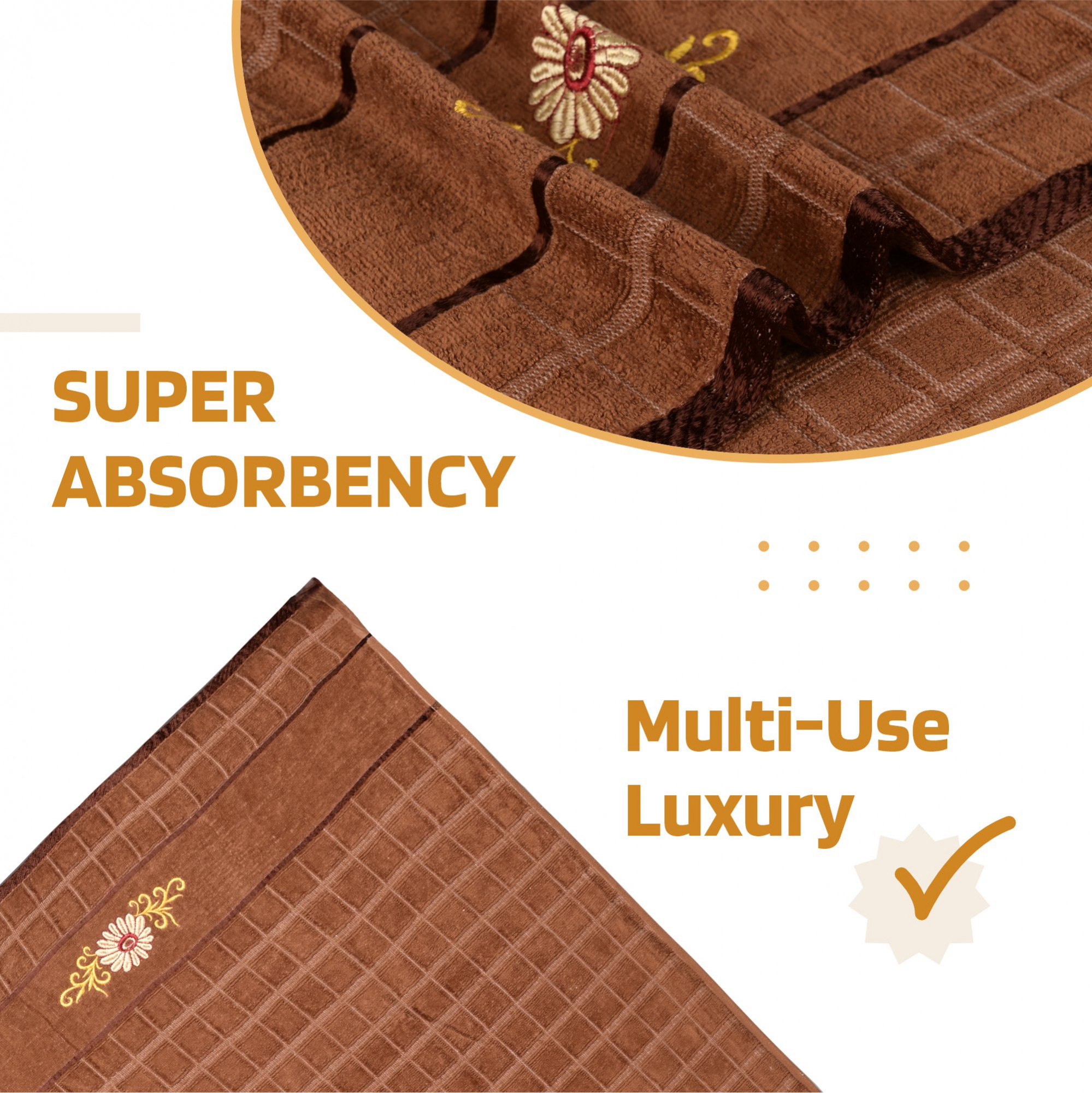 Kuber Industries 30x60 Inches Rectangle Super Absorbent Travel Gym  Bath Towel for Women  Soft  Comfortable Swimming  Bathing Towels for Men  Gold Flower - Brown