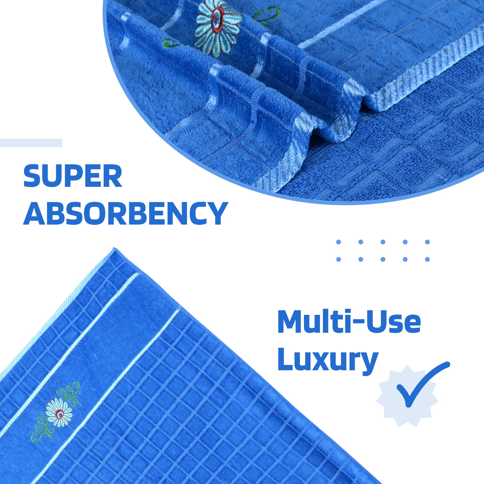 Kuber Industries 30x60 Inches Rectangle Super Absorbent Travel Gym  Bath Towel for Women  Soft  Comfortable Swimming  Bathing Towels for Men  Gold Flower - Blue