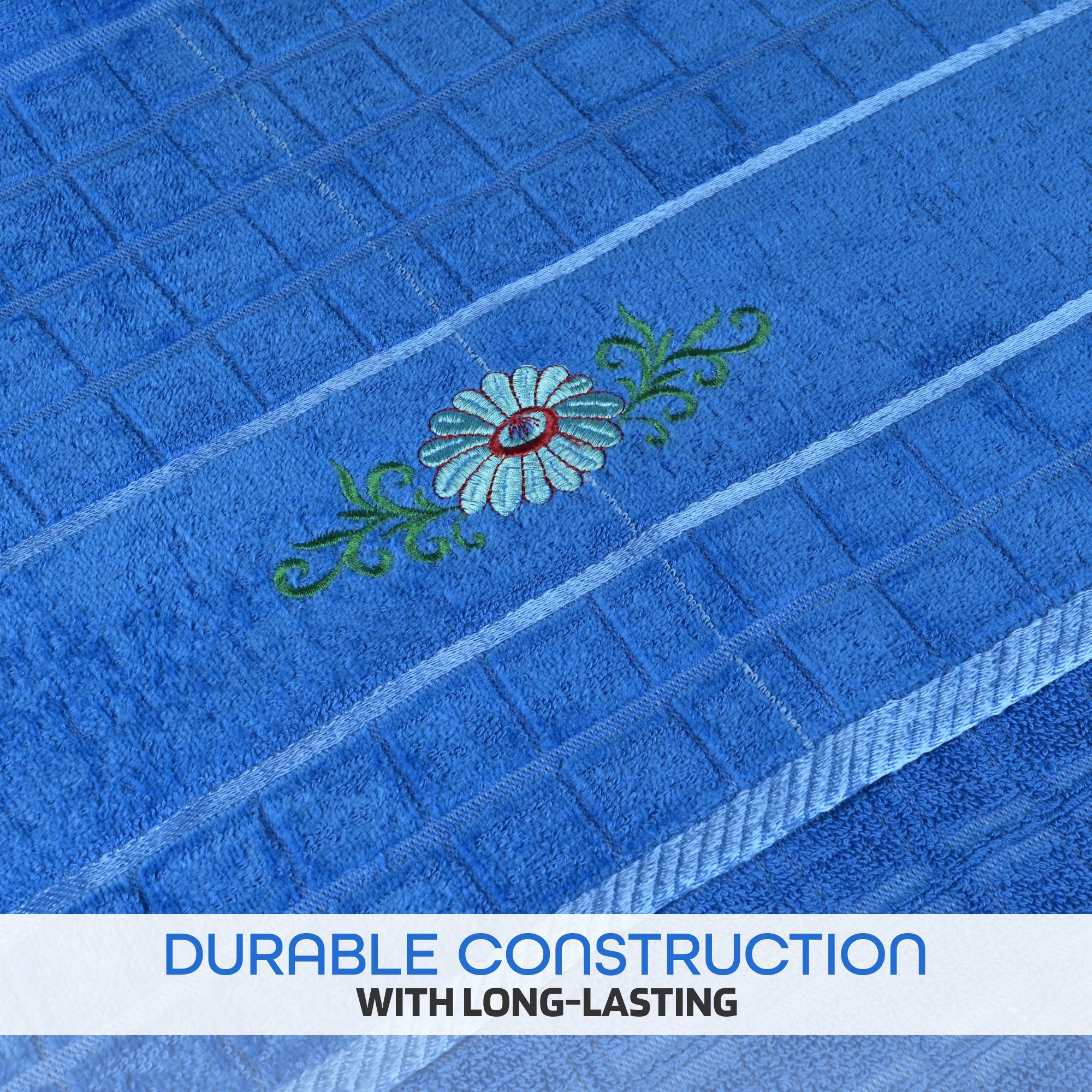 Kuber Industries 30x60 Inches Rectangle Super Absorbent Travel Gym  Bath Towel for Women  Soft  Comfortable Swimming  Bathing Towels for Men  Gold Flower - Blue