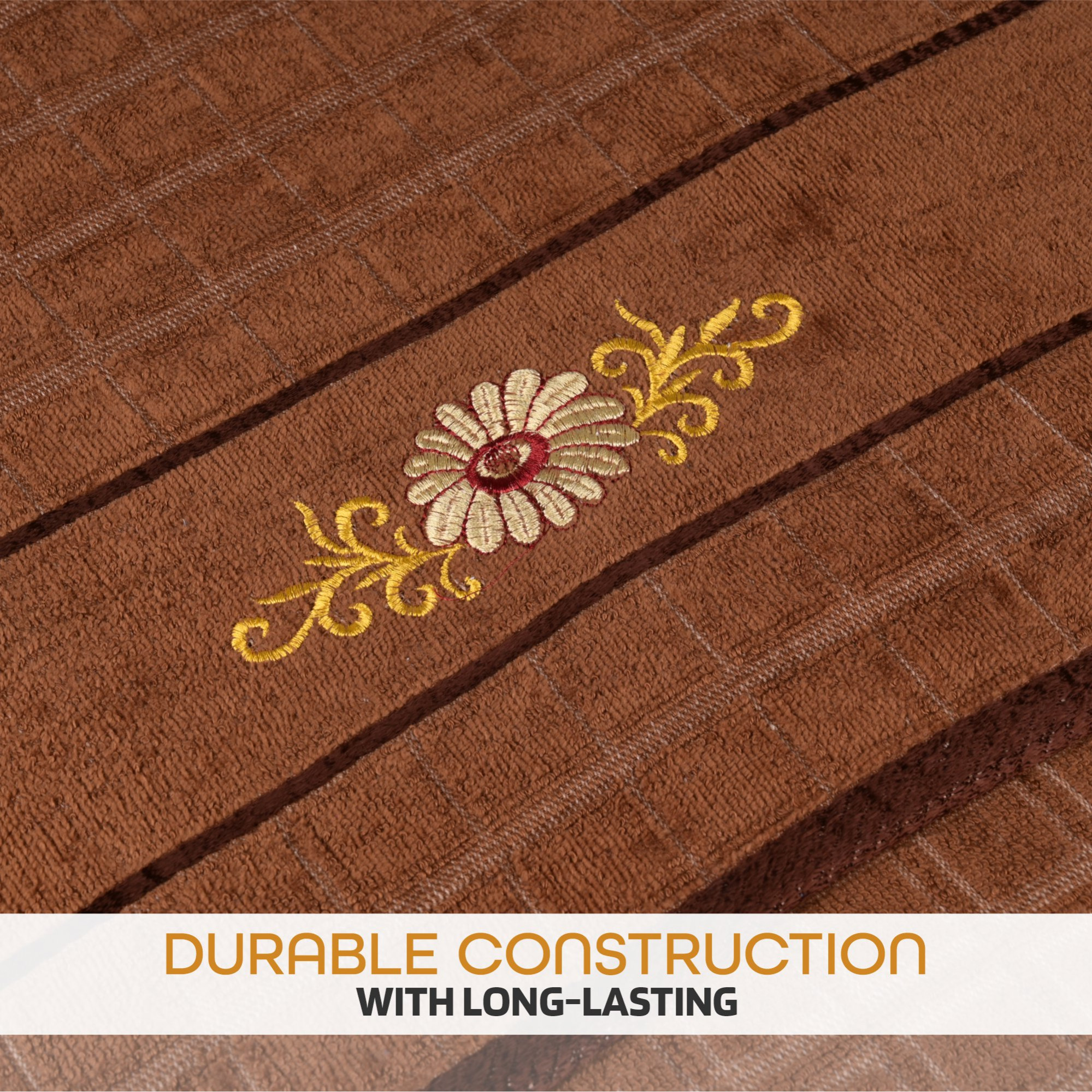 Kuber Industries 30x60 Inches Rectangle Super Absorbent Travel Gym  Bath Towel for Women  Soft  Comfortable Swimming  Bathing Towels for Men  Gold Flower - Brown