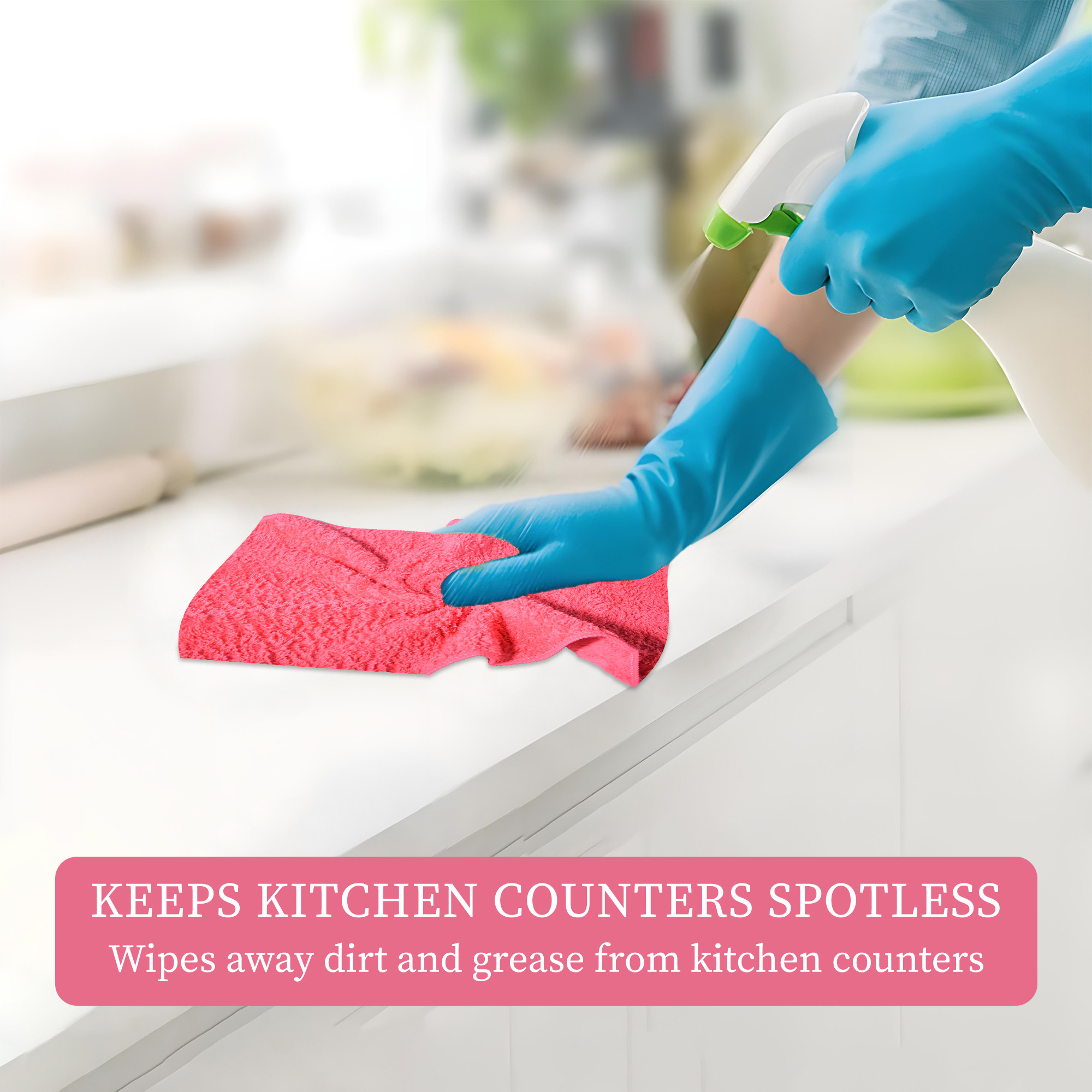 Kuber Industries 30x60cm Microfiber Cleaning Towel  Multipurpose Reusable  Water Absorbent Towels For Cleaning Glass Kitchens  Bathrooms  350 GSM  Pink