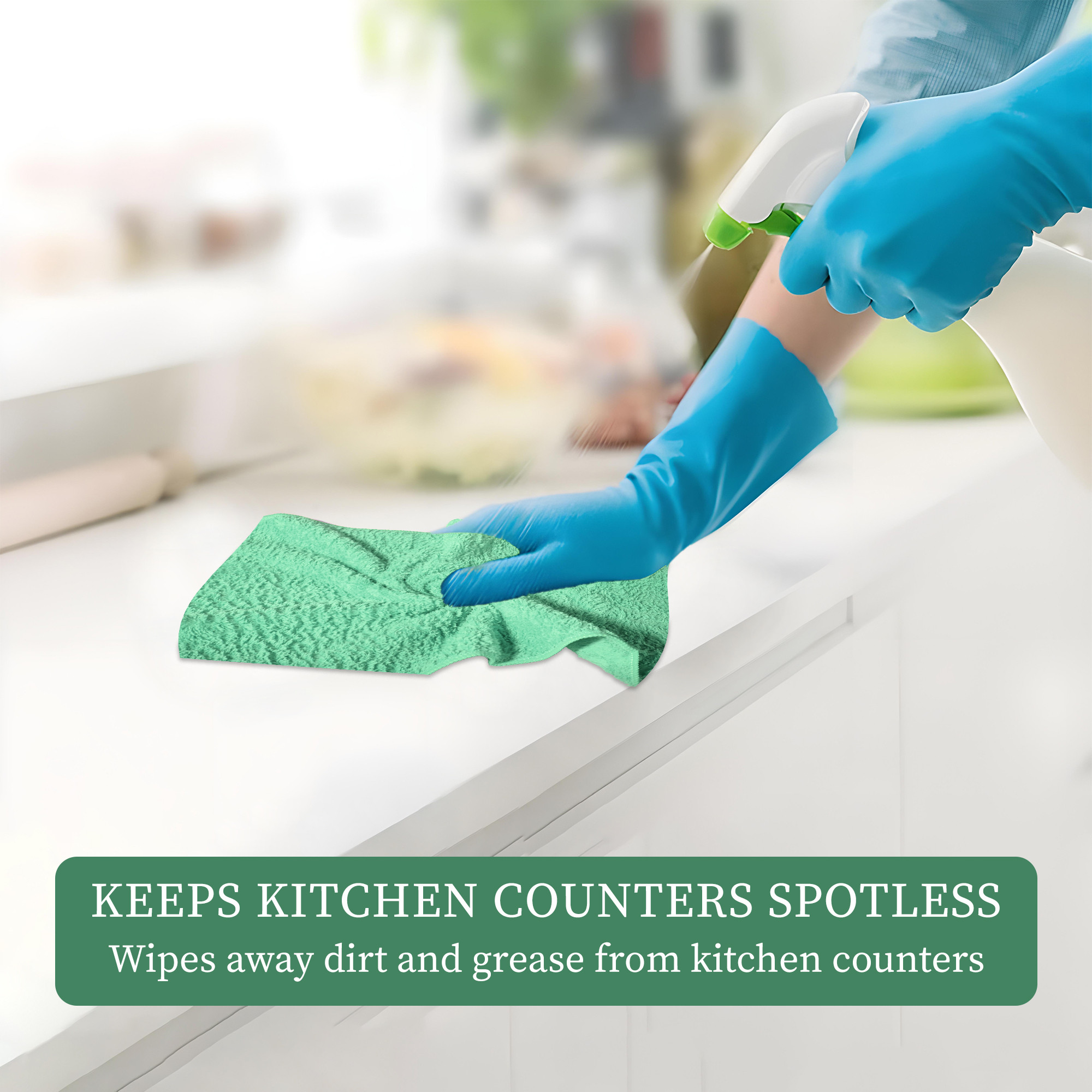 Kuber Industries 30x60cm Microfiber Cleaning Towel  Multipurpose Reusable  Water Absorbent Towels For Cleaning Glass Kitchens  Bathrooms  350 GSM  Green