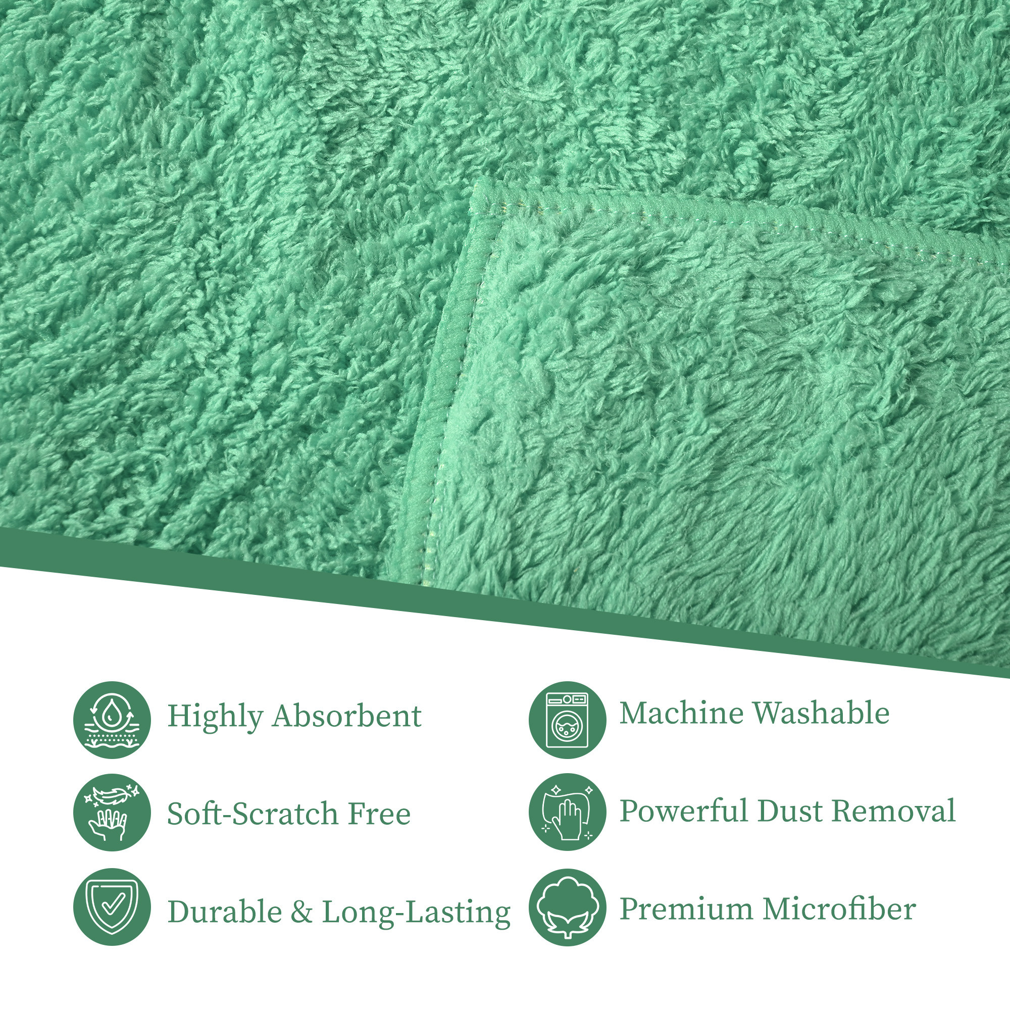 Kuber Industries 30x60cm Microfiber Cleaning Towel  Multipurpose Reusable  Water Absorbent Towels For Cleaning Glass Kitchens  Bathrooms  350 GSM  Green