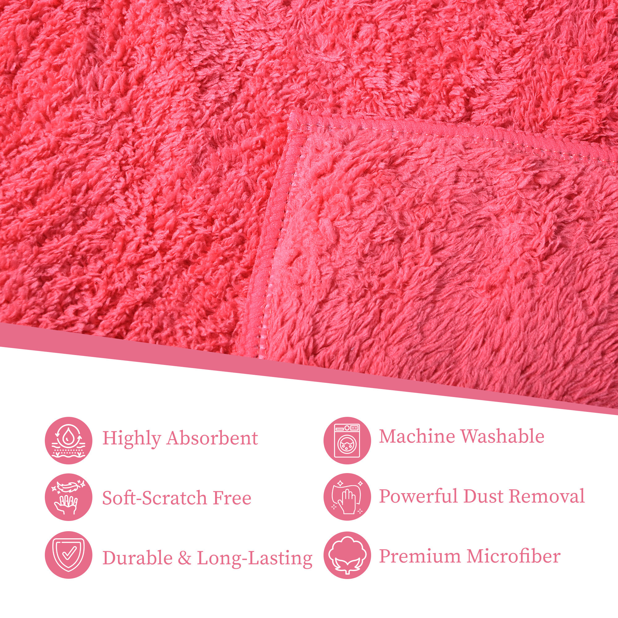 Kuber Industries 30x60cm Microfiber Cleaning Towel  Multipurpose Reusable  Water Absorbent Towels For Cleaning Glass Kitchens  Bathrooms  350 GSM  Pink