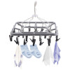 32 Clips Flying Hangers for Drying Clothes | 360° Rotating Baby Cloth Hanger for Balcony &amp; Home | Plastic Square Cloth Drying Stand Hanger for Socks, Scarf &amp; Caps | Grey &amp; Black