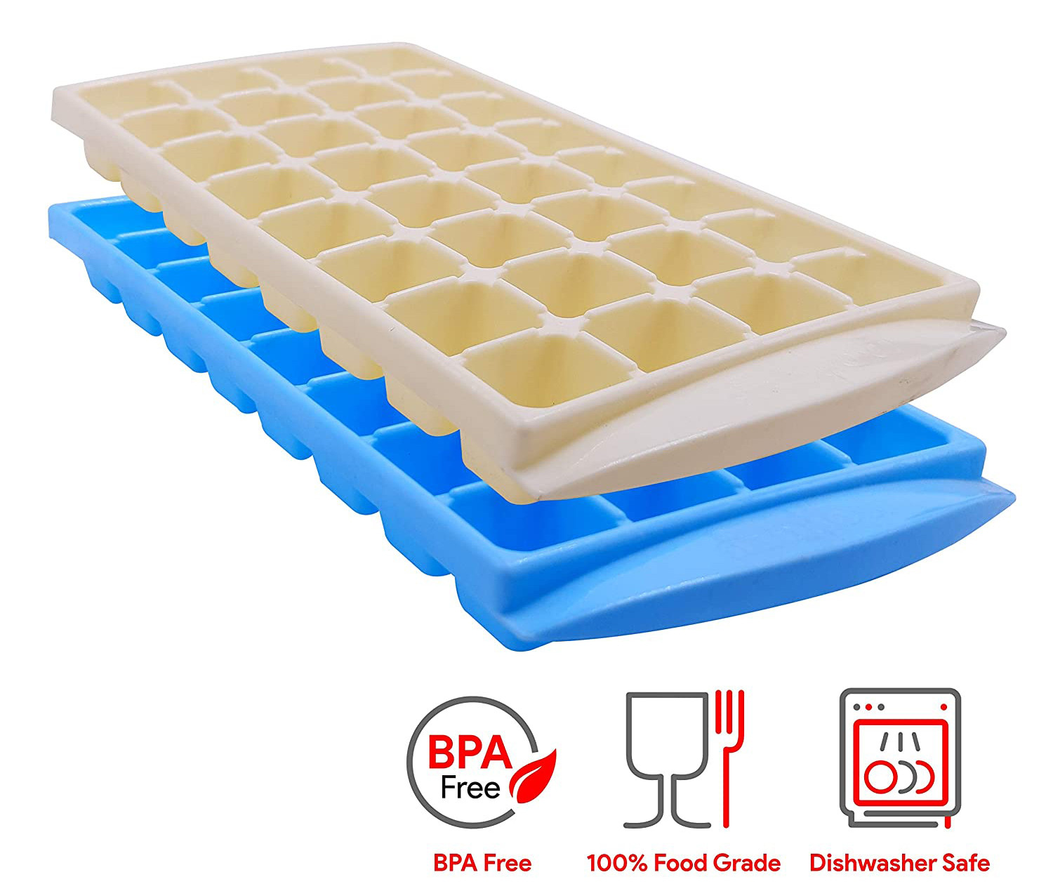 Kuber Industries 32 Cubes Plastic Unbreakable Virgin Plastic Ice Cube Tray (Multi)-KUBMART3216