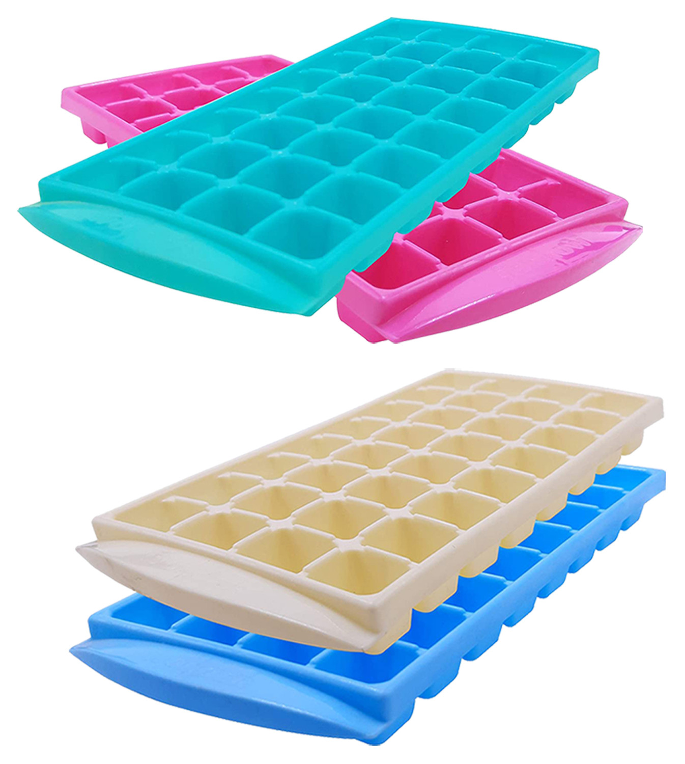 Kuber Industries 32 Cubes Plastic Unbreakable Virgin Plastic Ice Cube Tray (Multi)-KUBMART3216