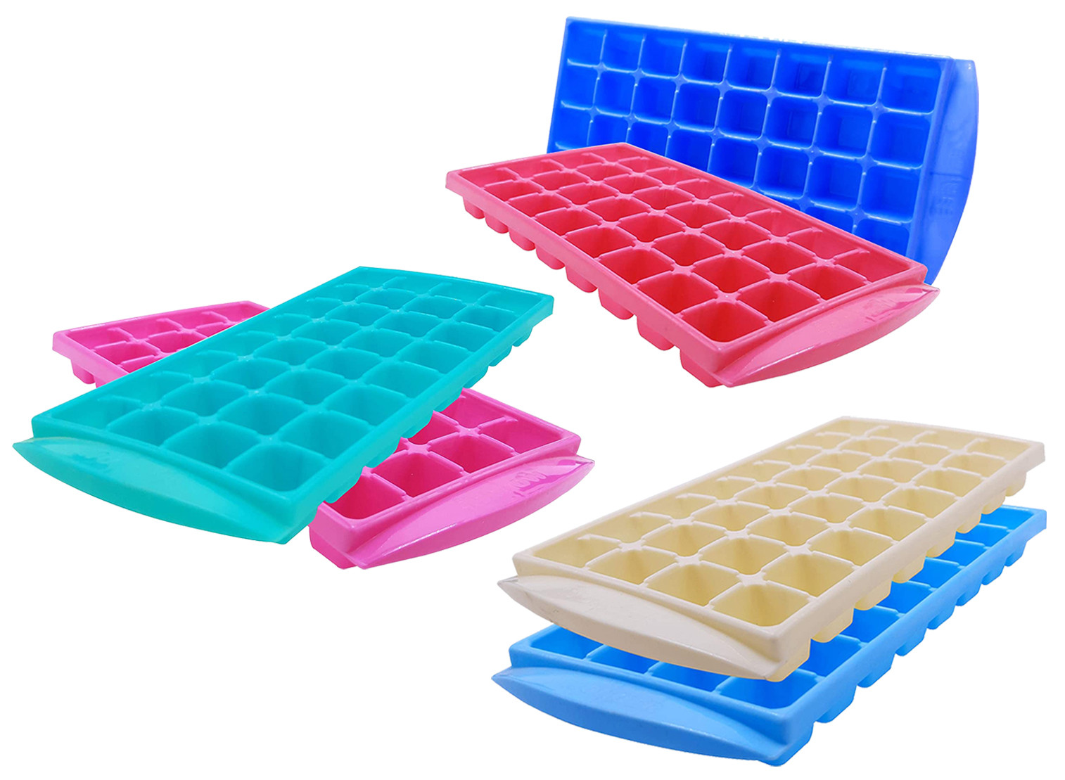 Kuber Industries 32 Cubes Plastic Unbreakable Virgin Plastic Ice Cube Tray (Multi)-KUBMART3216